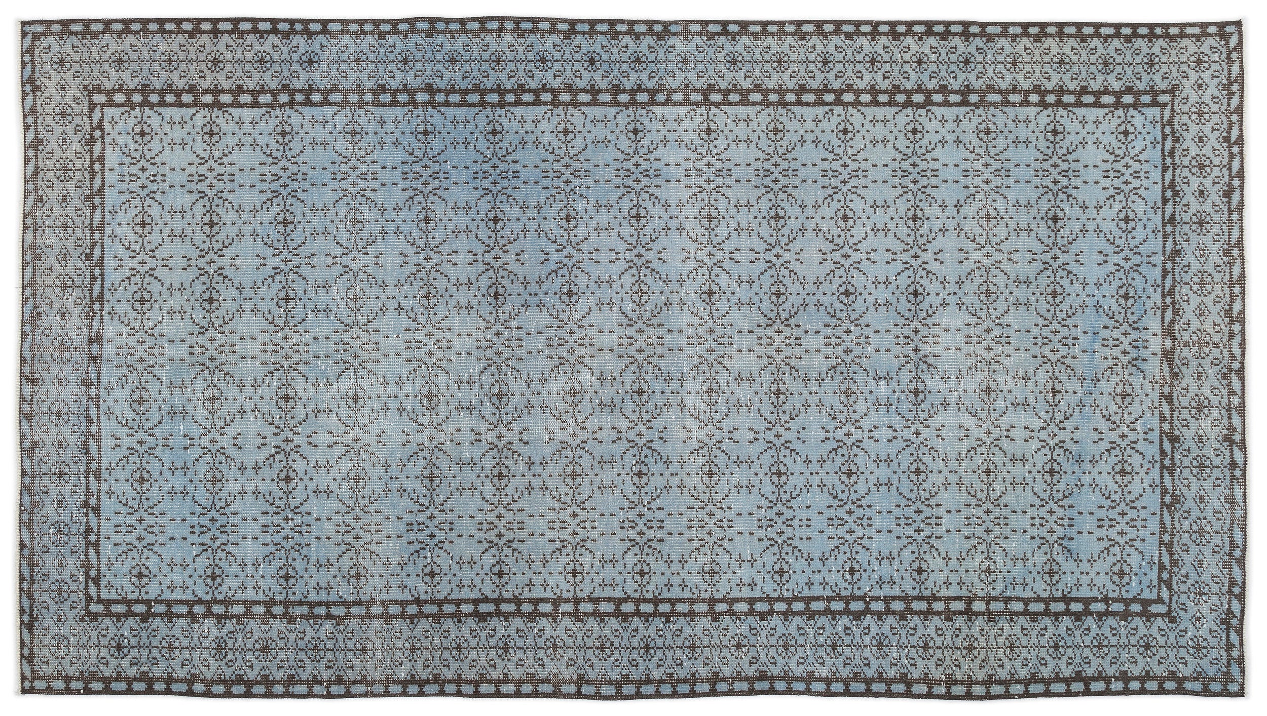 Blue Over Dyed Vintage Rug 4'11'' x 8'9'' ft 149 x 267 cm