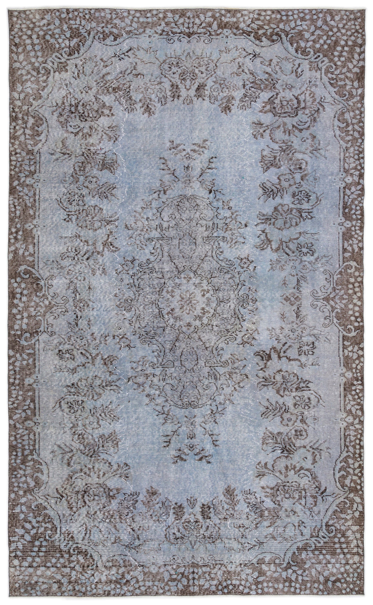 Blue Over Dyed Vintage Rug 5'9'' x 9'5'' ft 176 x 287 cm