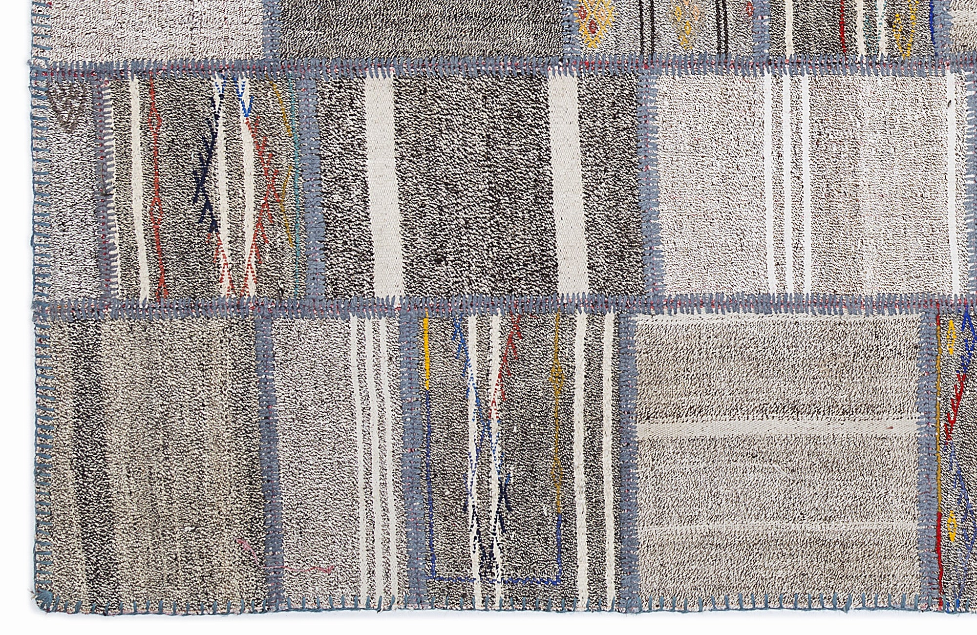 Striped Over Dyed Kilim Patchwork Unique Rug 5'3'' x 7'7'' ft 160 x 230 cm