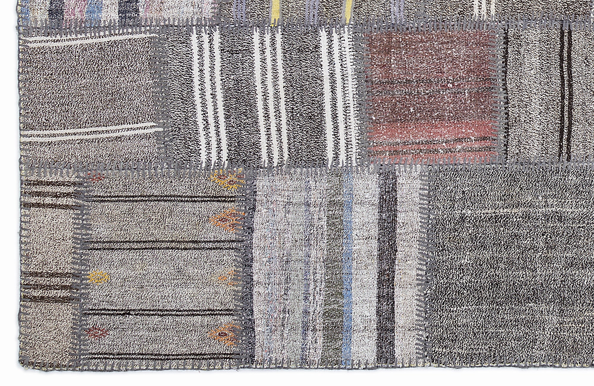 Striped Over Dyed Kilim Patchwork Unique Rug 5'3'' x 7'7'' ft 160 x 230 cm