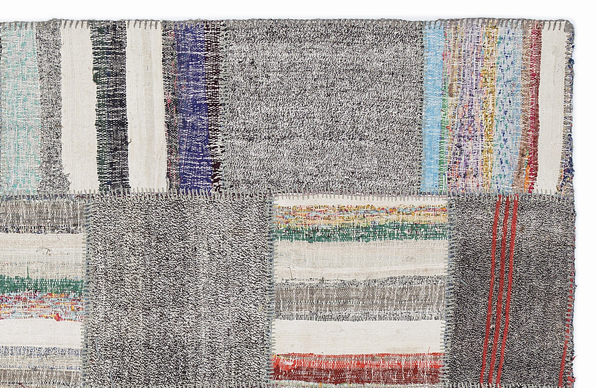 Striped Over Dyed Kilim Patchwork Unique Rug 5'3'' x 7'7'' ft 160 x 230 cm