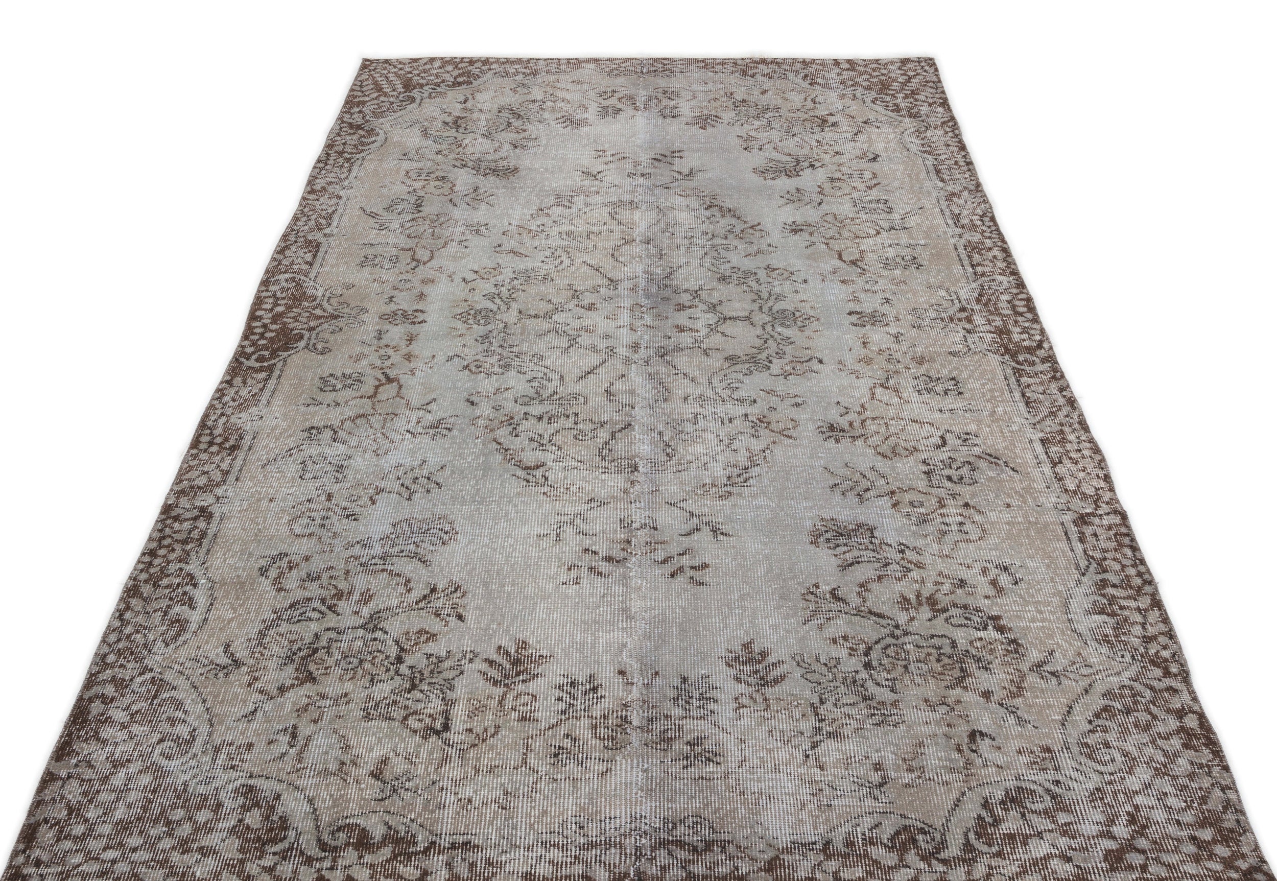Gray Over Dyed Vintage Rug 4'12'' x 9'1'' ft 152 x 278 cm