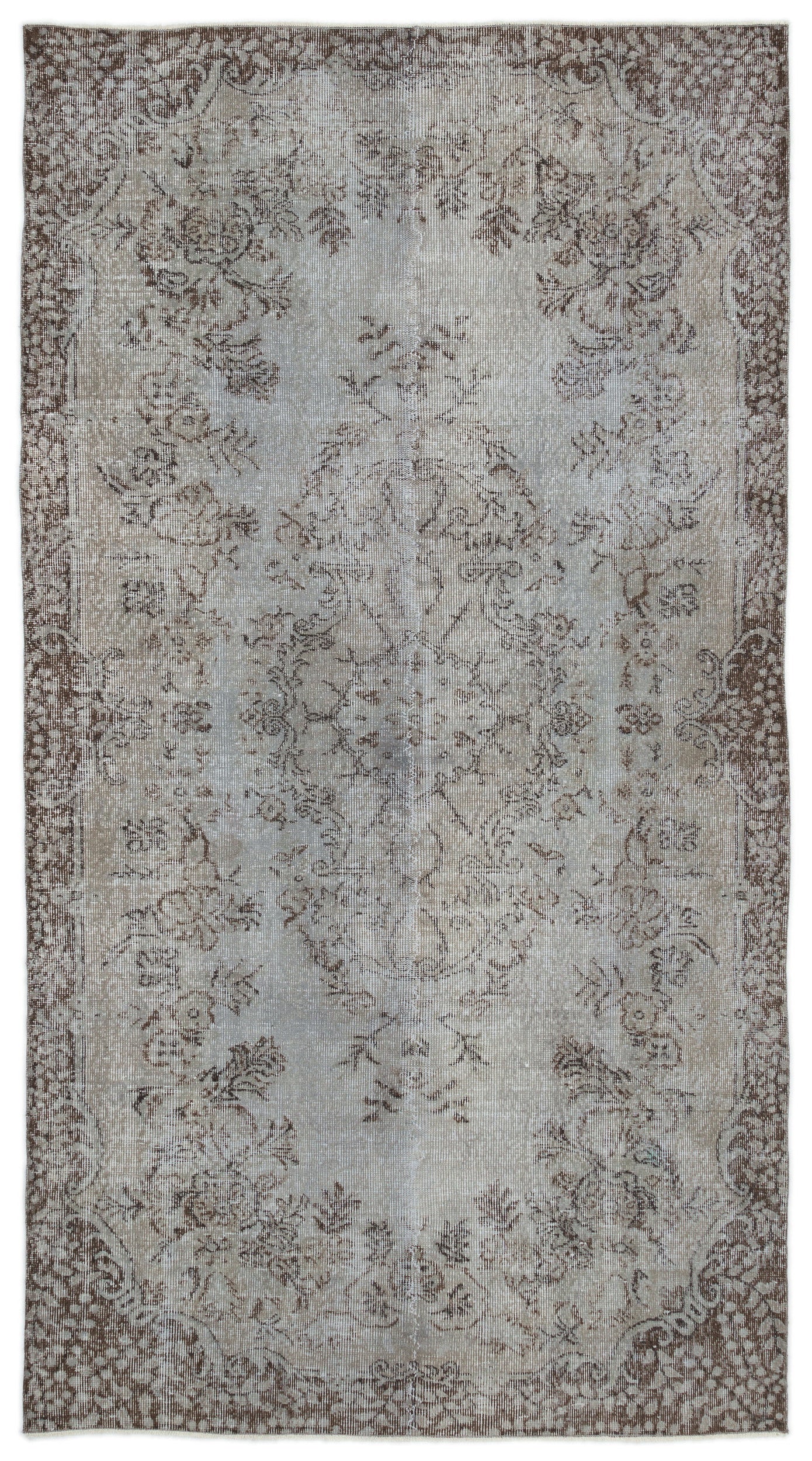 Gray Over Dyed Vintage Rug 4'12'' x 9'1'' ft 152 x 278 cm