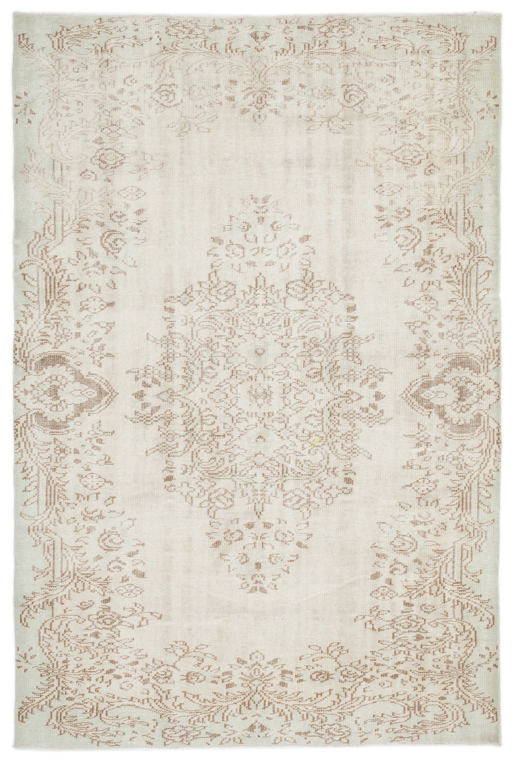 Beige Over Dyed Vintage Rug 6'2'' x 9'4'' ft 187 x 285 cm