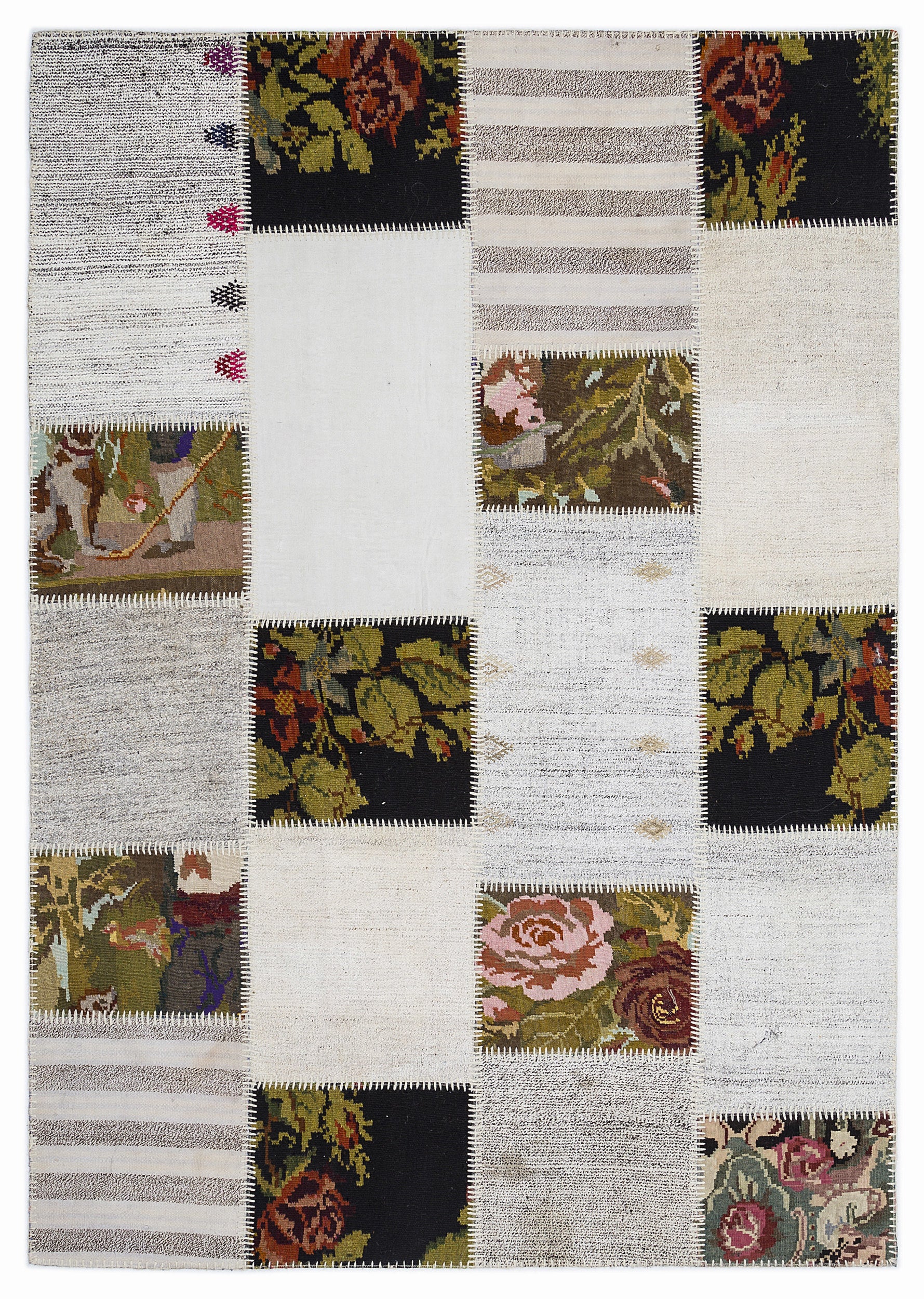 Karabakh Over Dyed Kilim Patchwork Unique Rug 5'3'' x 7'7'' ft 160 x 230 cm