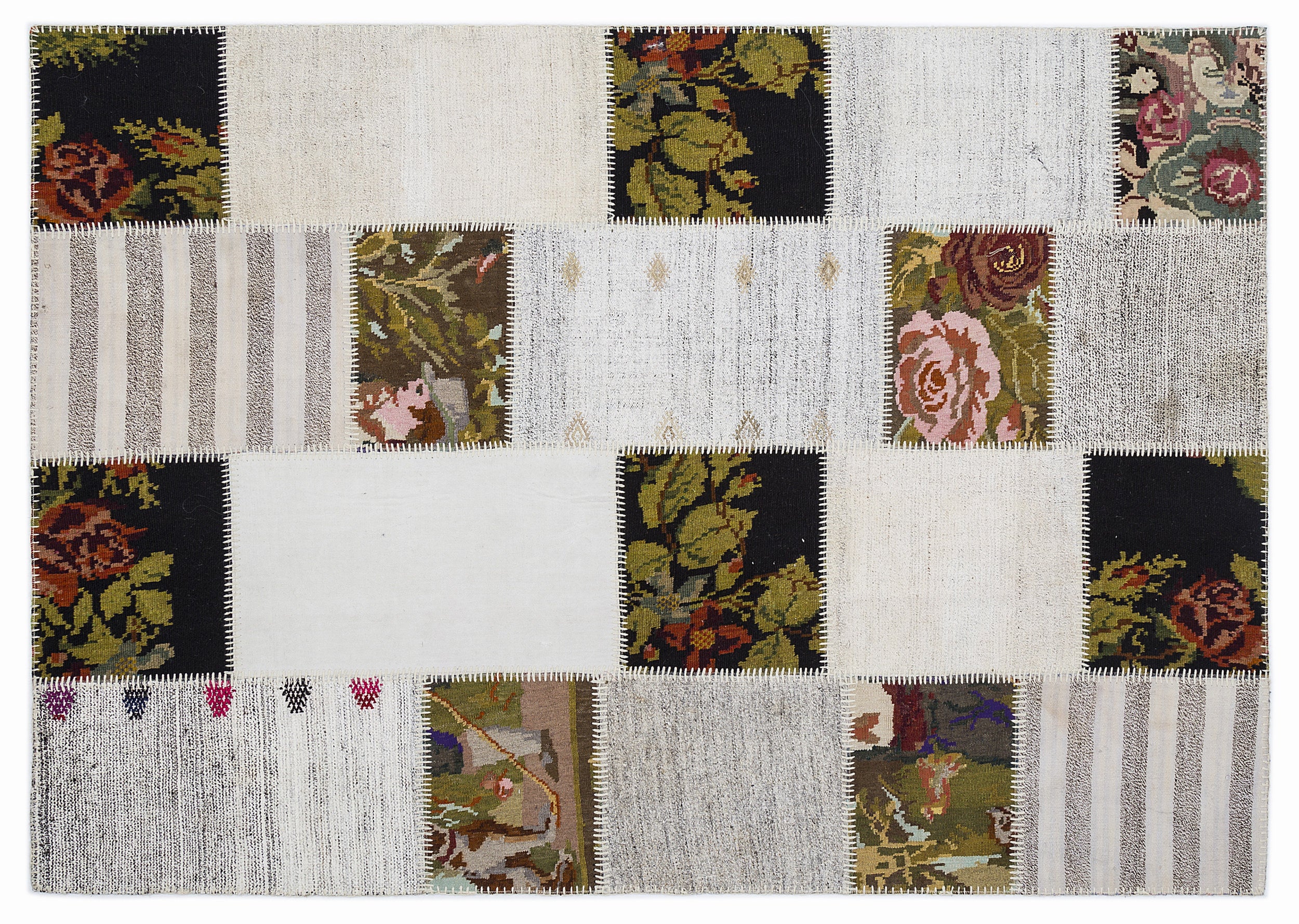 Karabakh Over Dyed Kilim Patchwork Unique Rug 5'3'' x 7'7'' ft 160 x 230 cm