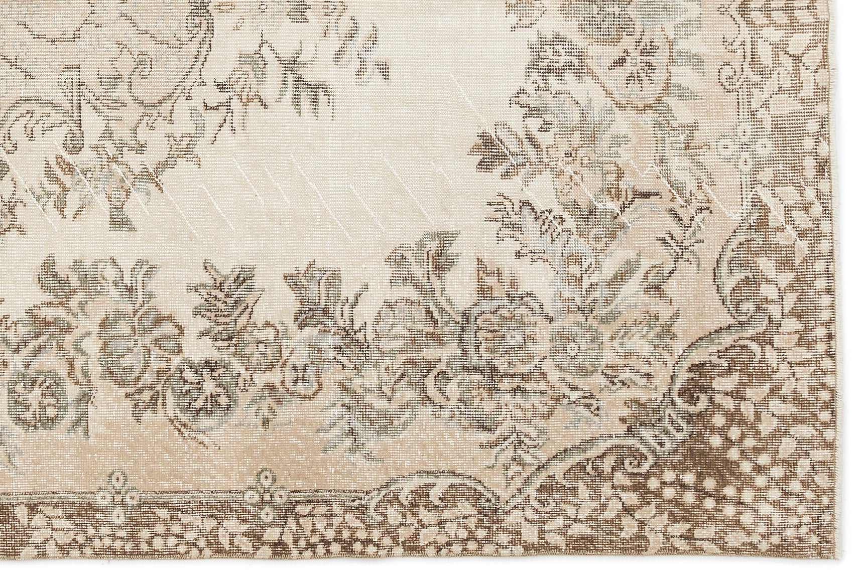 Beige Over Dyed Vintage Rug 5'7'' x 8'4'' ft 170 x 255 cm