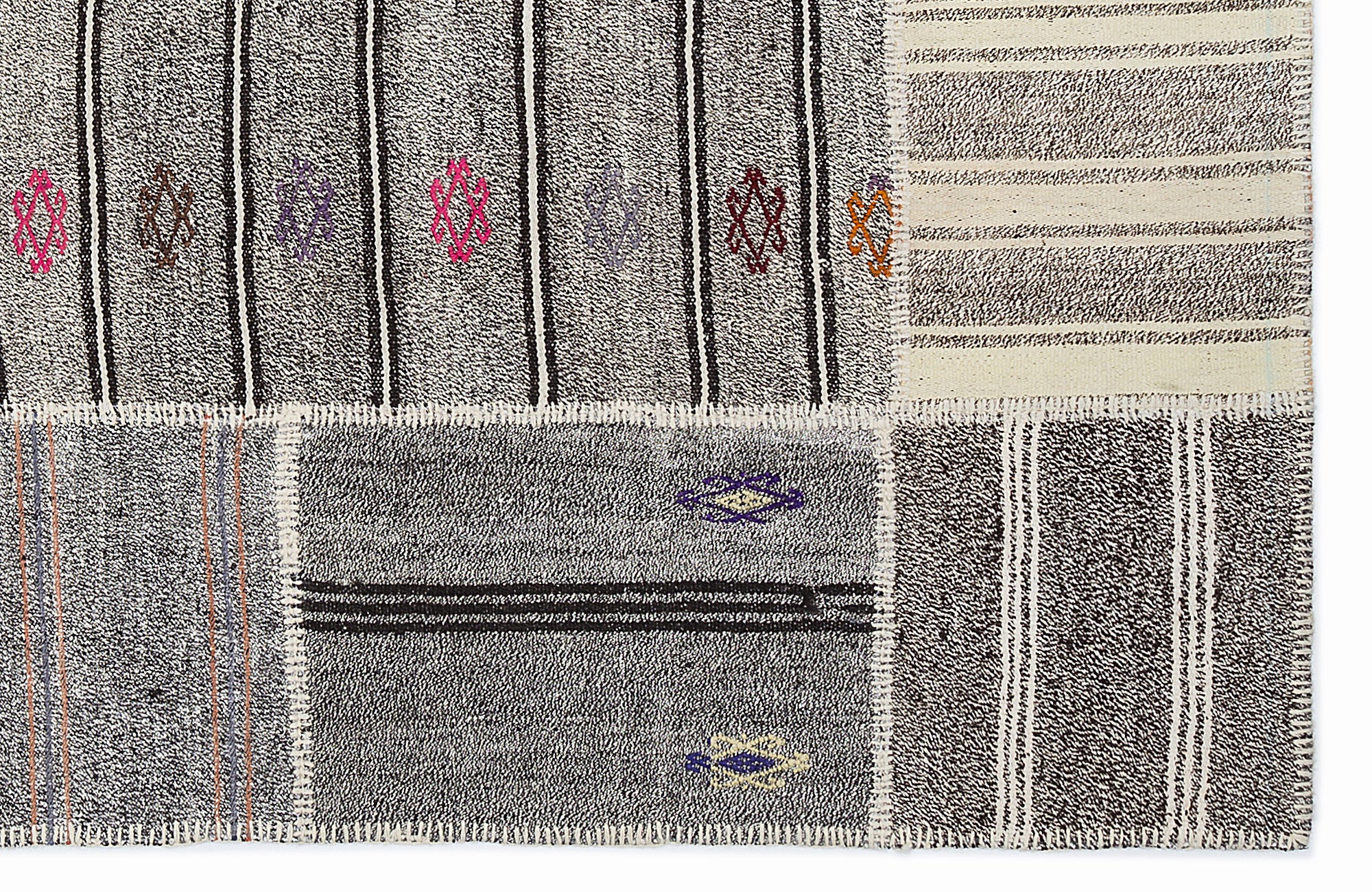 Striped Over Dyed Kilim Patchwork Unique Rug 5'3'' x 7'7'' ft 160 x 230 cm