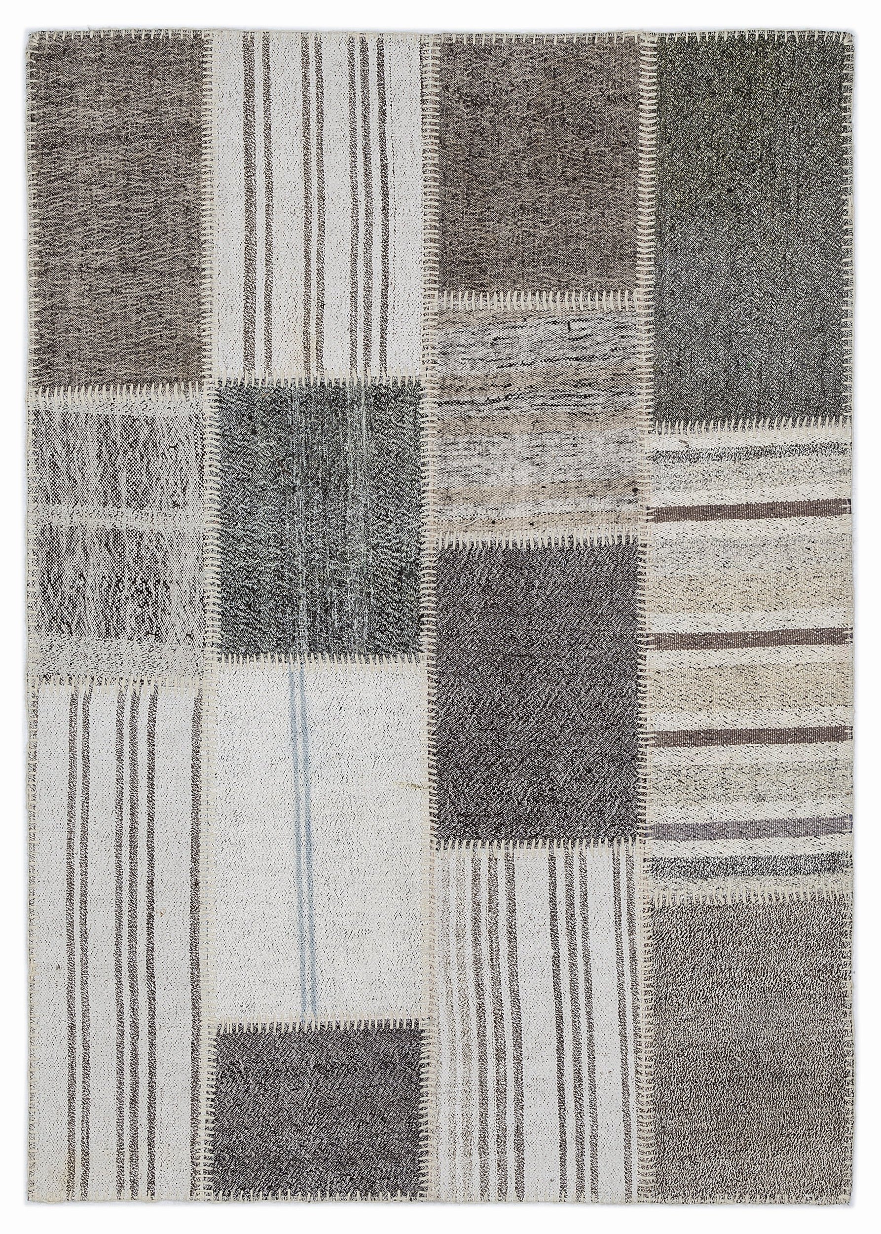 Striped Over Dyed Kilim Patchwork Unique Rug 3'11'' x 5'8'' ft 120 x 172 cm