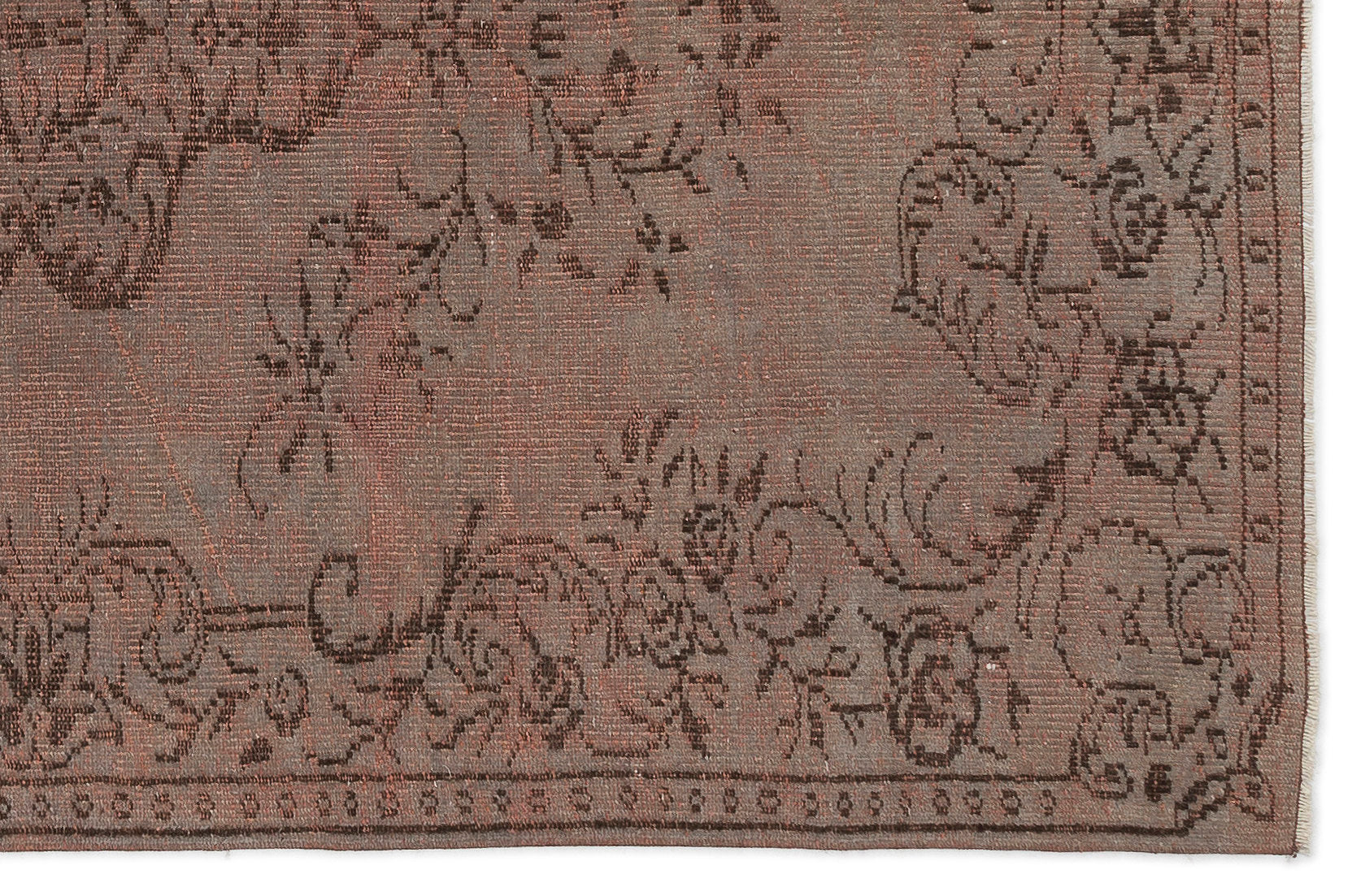 Brown Over Dyed Vintage Rug 5'2'' x 8'0'' ft 158 x 245 cm