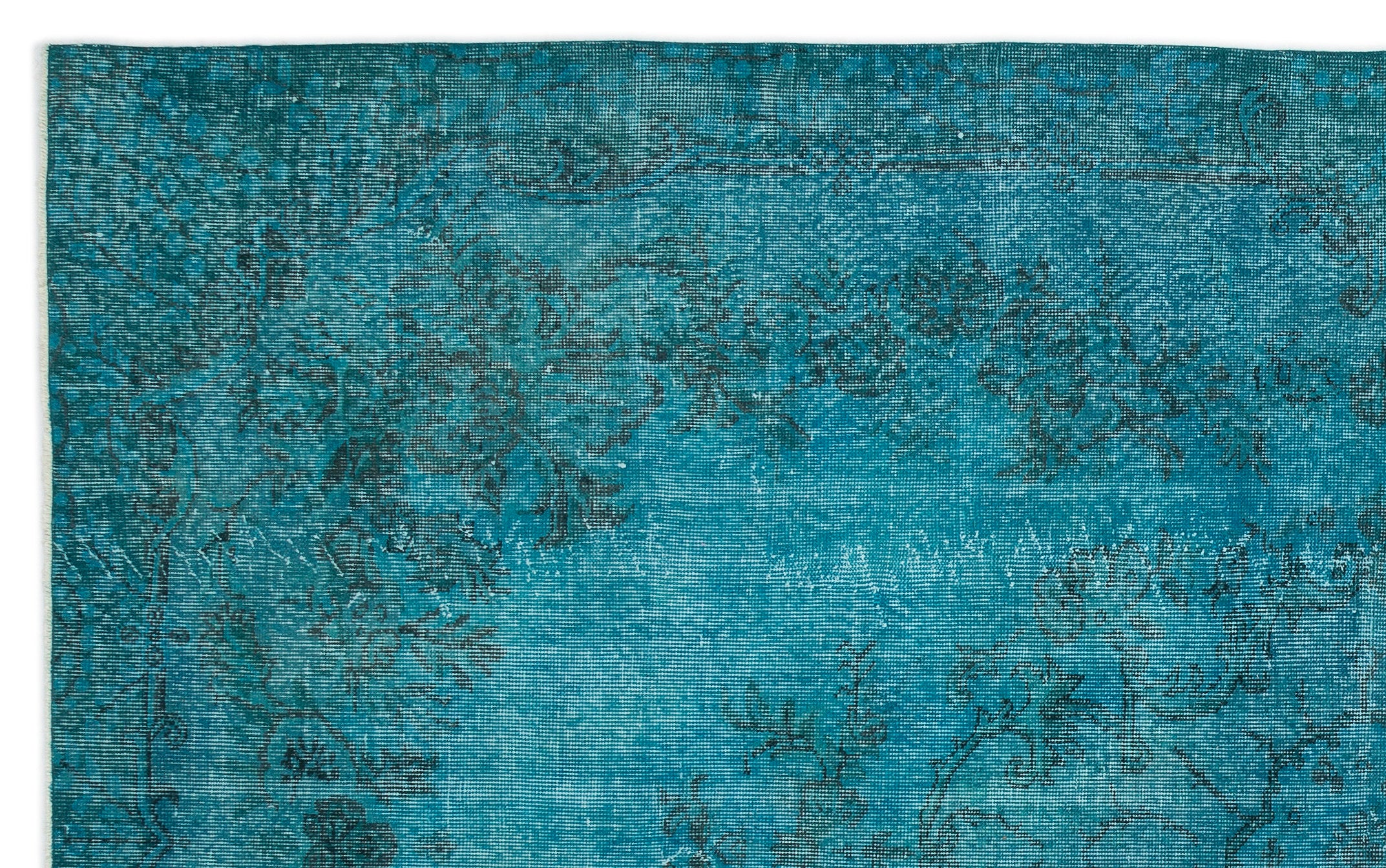 Turquoise  Over Dyed Vintage Rug 6'5'' x 10'6'' ft 195 x 319 cm