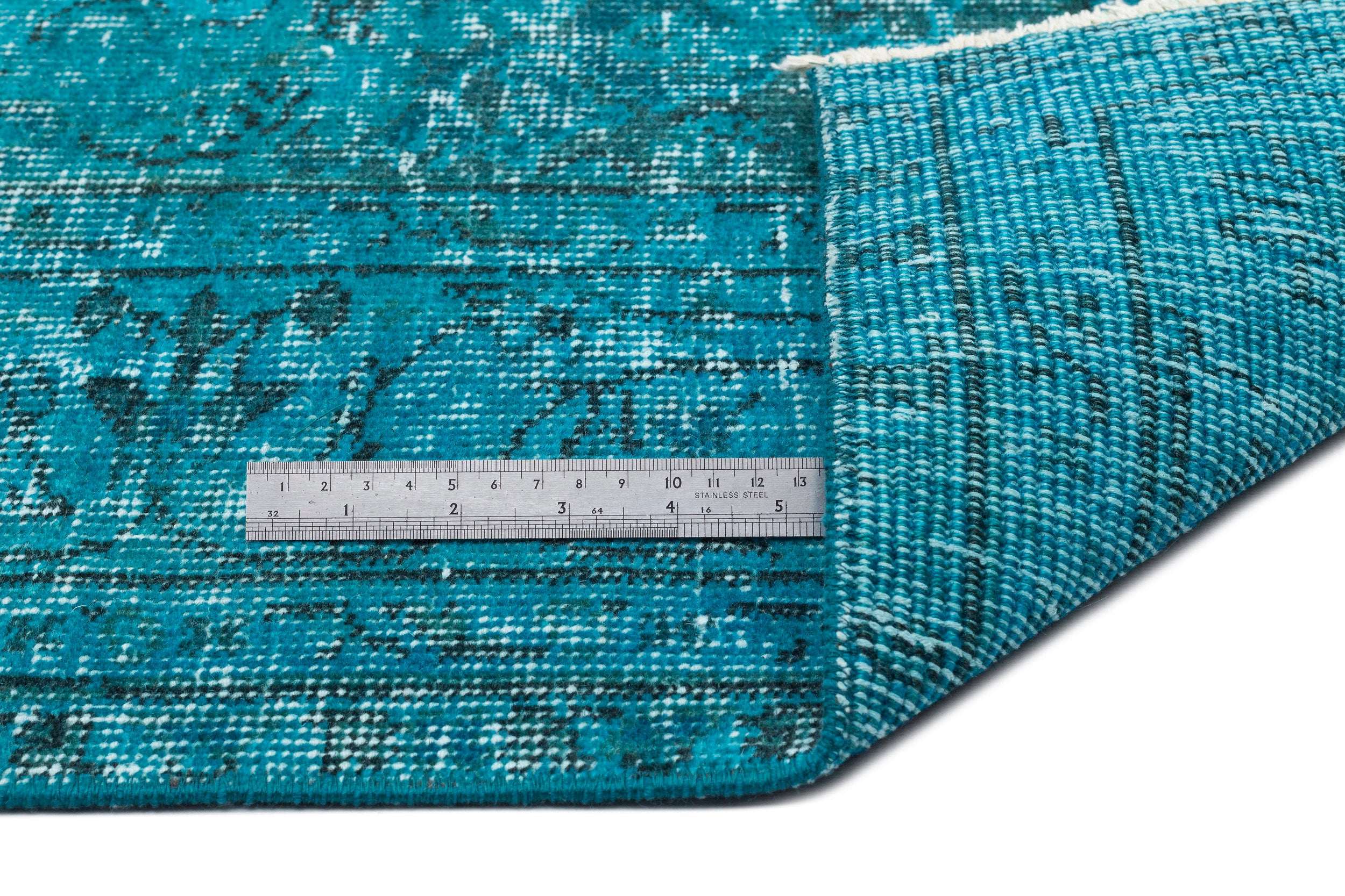 Turquoise  Over Dyed Vintage Rug 5'2'' x 8'0'' ft 158 x 244 cm
