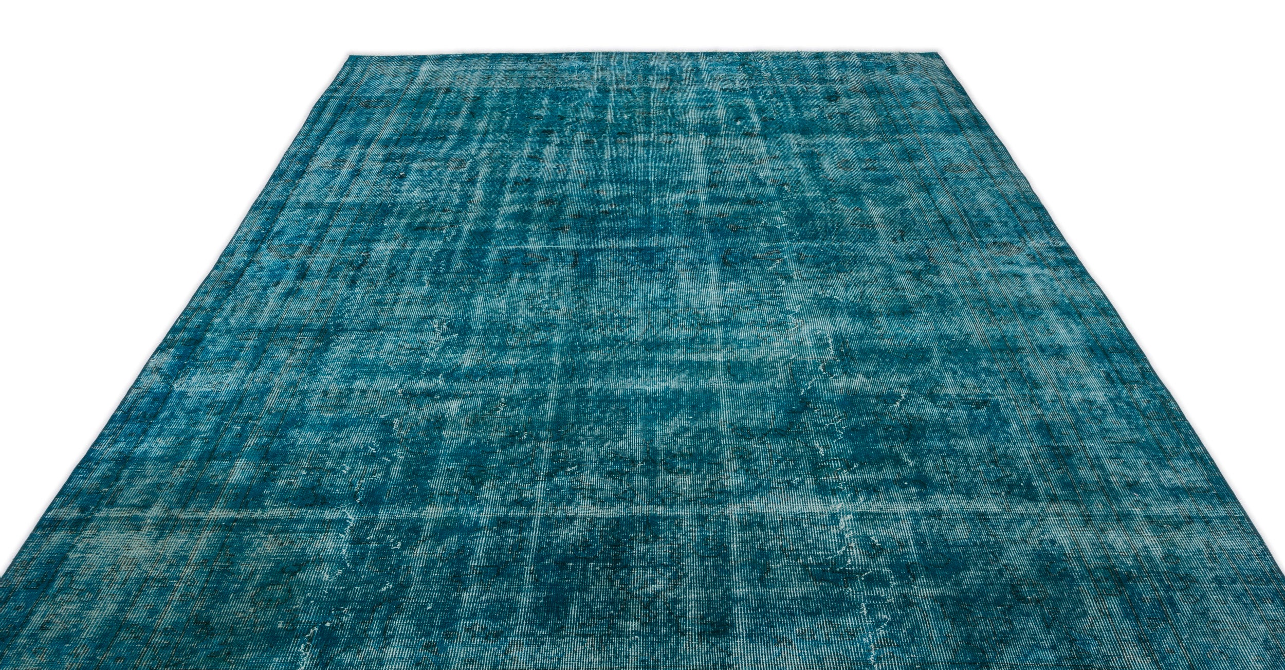 Turquoise  Over Dyed Vintage Rug 6'9'' x 10'9'' ft 206 x 327 cm