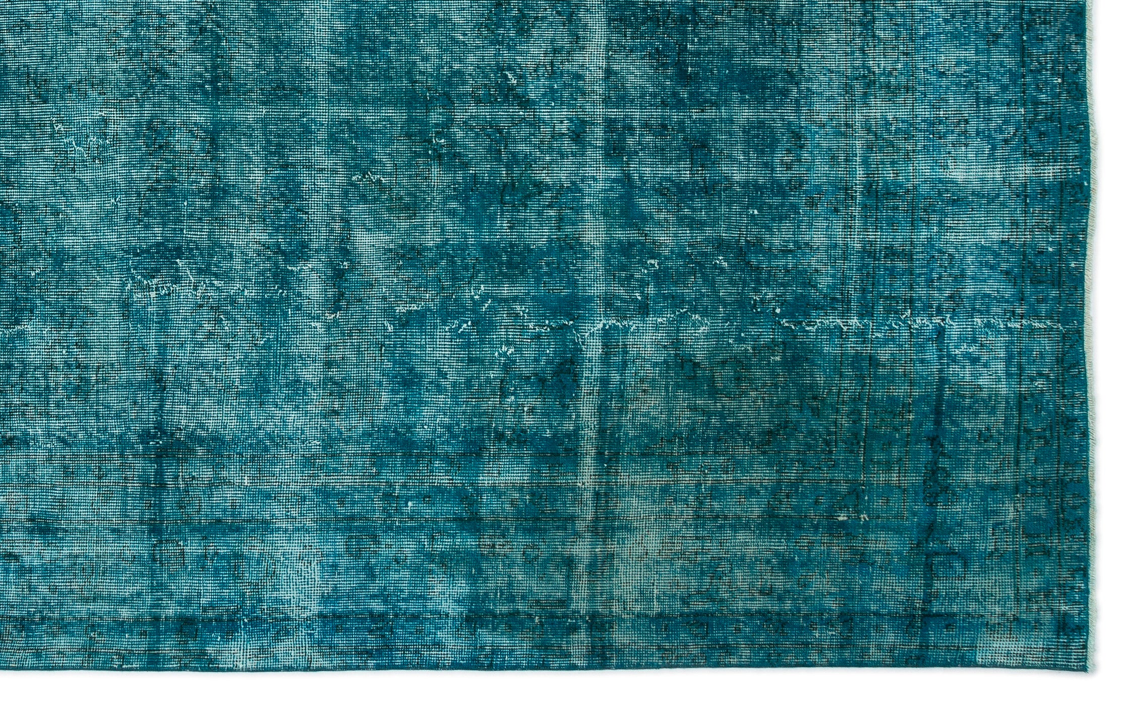 Turquoise  Over Dyed Vintage Rug 6'9'' x 10'9'' ft 206 x 327 cm