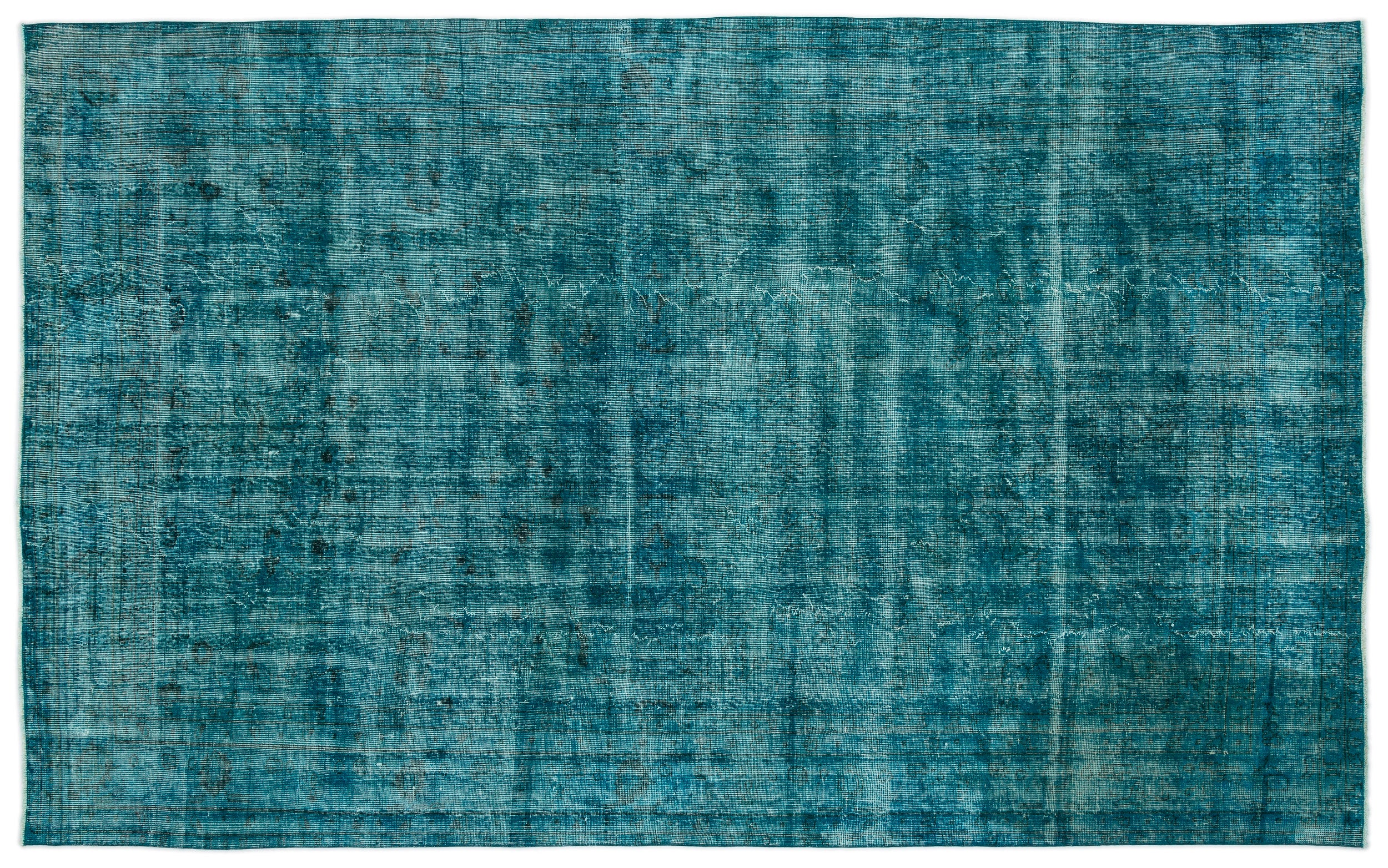 Turquoise  Over Dyed Vintage Rug 6'9'' x 10'9'' ft 206 x 327 cm