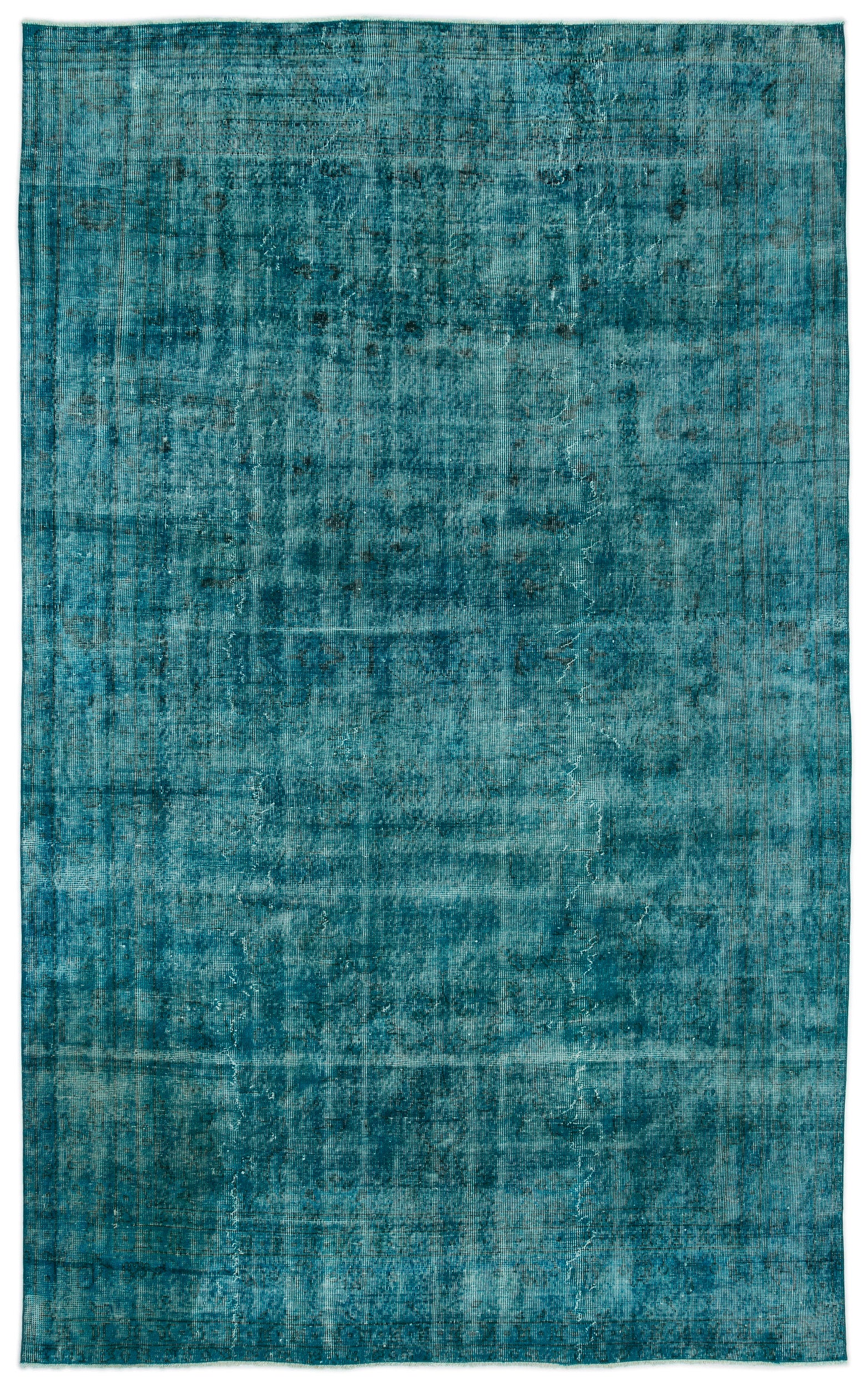 Turquoise  Over Dyed Vintage Rug 6'9'' x 10'9'' ft 206 x 327 cm