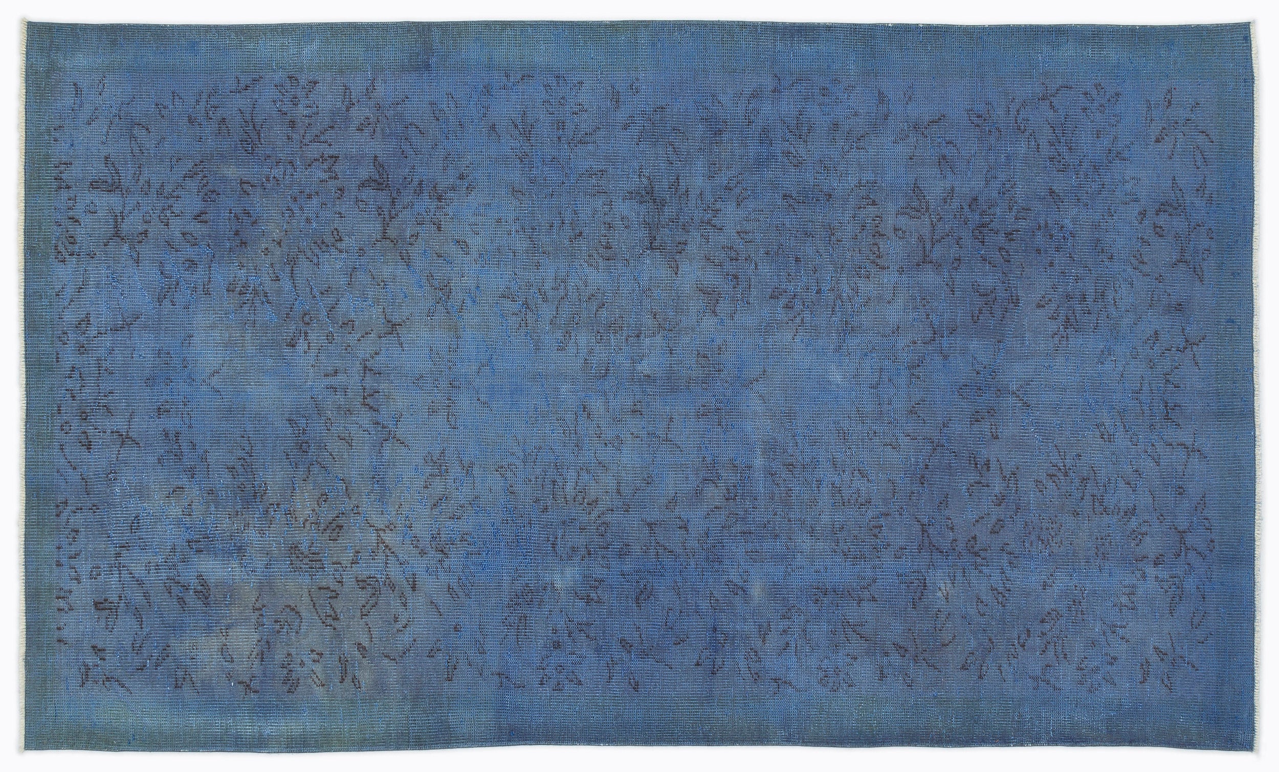 Blue Over Dyed Vintage Rug 4'10'' x 8'4'' ft 147 x 253 cm