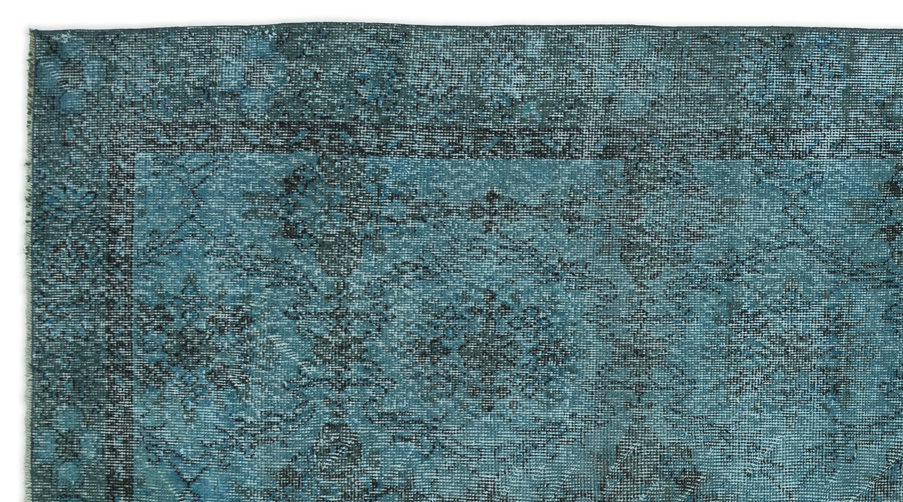 Turquoise  Over Dyed Vintage Rug 4'9'' x 8'11'' ft 144 x 271 cm
