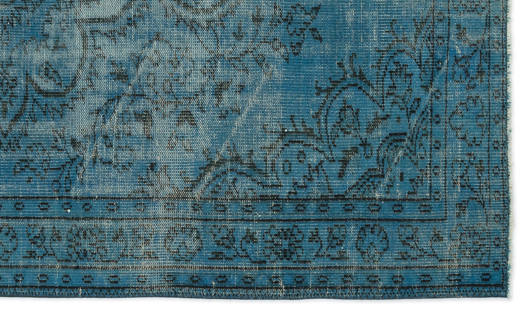 Turquoise  Over Dyed Vintage Rug 4'11'' x 8'4'' ft 151 x 253 cm