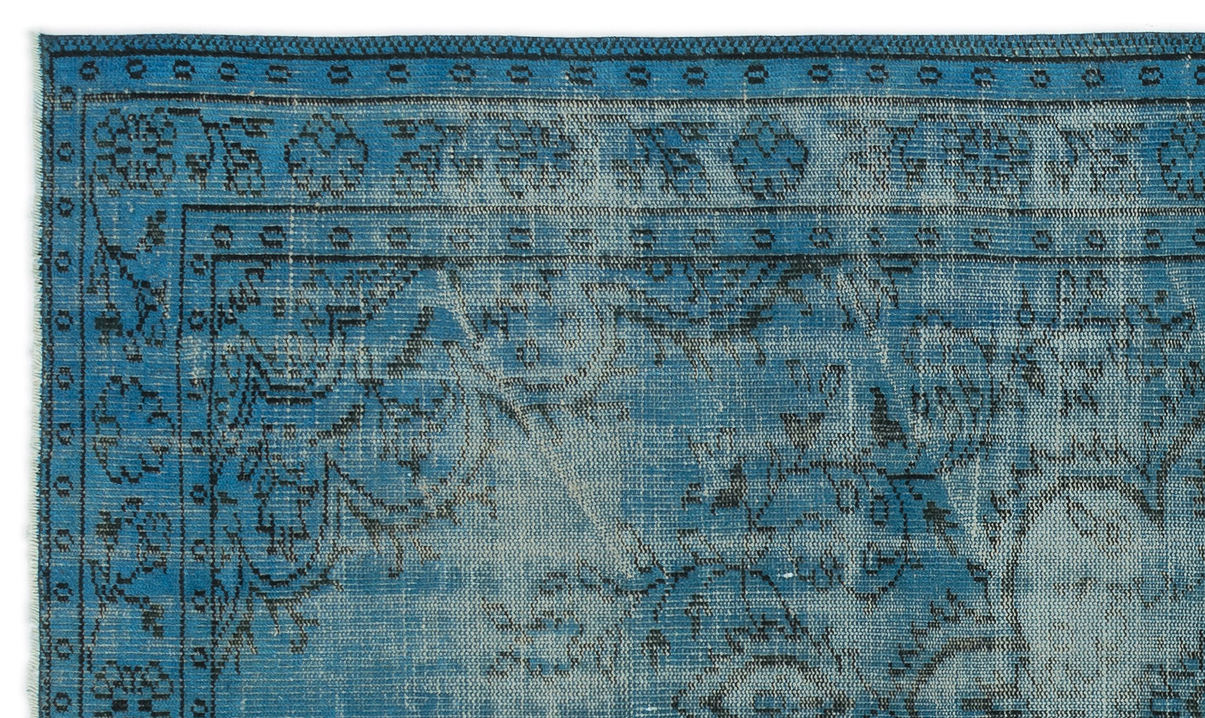 Turquoise  Over Dyed Vintage Rug 4'11'' x 8'4'' ft 151 x 253 cm