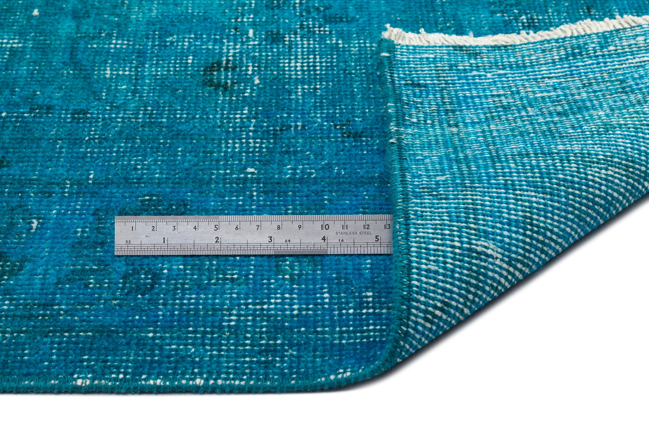 Turquoise  Over Dyed Vintage Rug 4'11'' x 8'2'' ft 150 x 250 cm