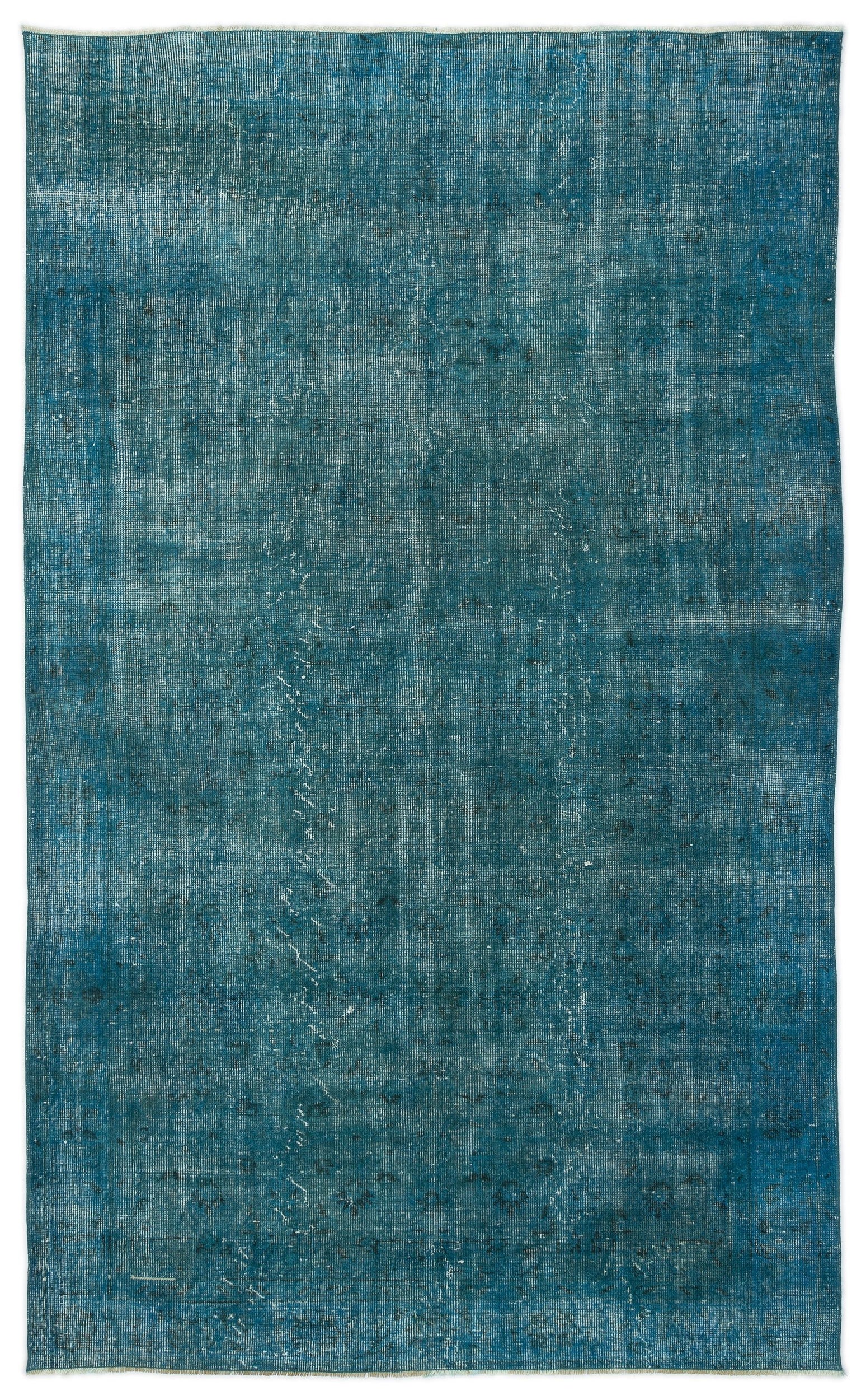 Turquoise  Over Dyed Vintage Rug 4'11'' x 8'2'' ft 150 x 250 cm