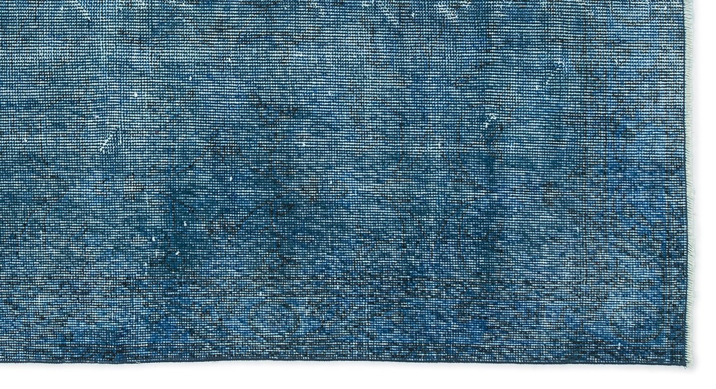 Turquoise  Over Dyed Vintage Rug 3'7'' x 6'9'' ft 110 x 207 cm