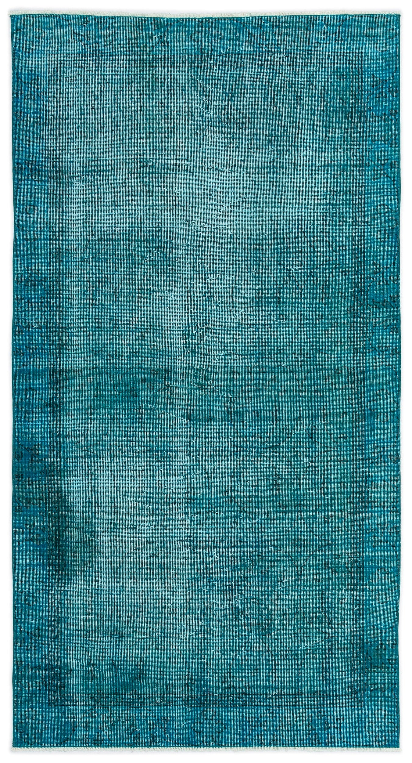 Turquoise  Over Dyed Vintage Rug 3'7'' x 6'10'' ft 108 x 208 cm