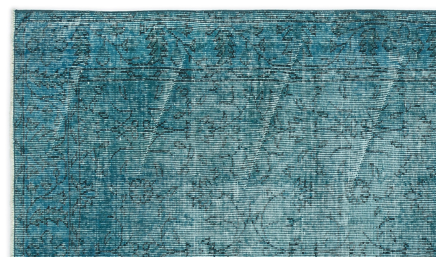 Turquoise  Over Dyed Vintage Rug 3'10'' x 6'10'' ft 118 x 208 cm
