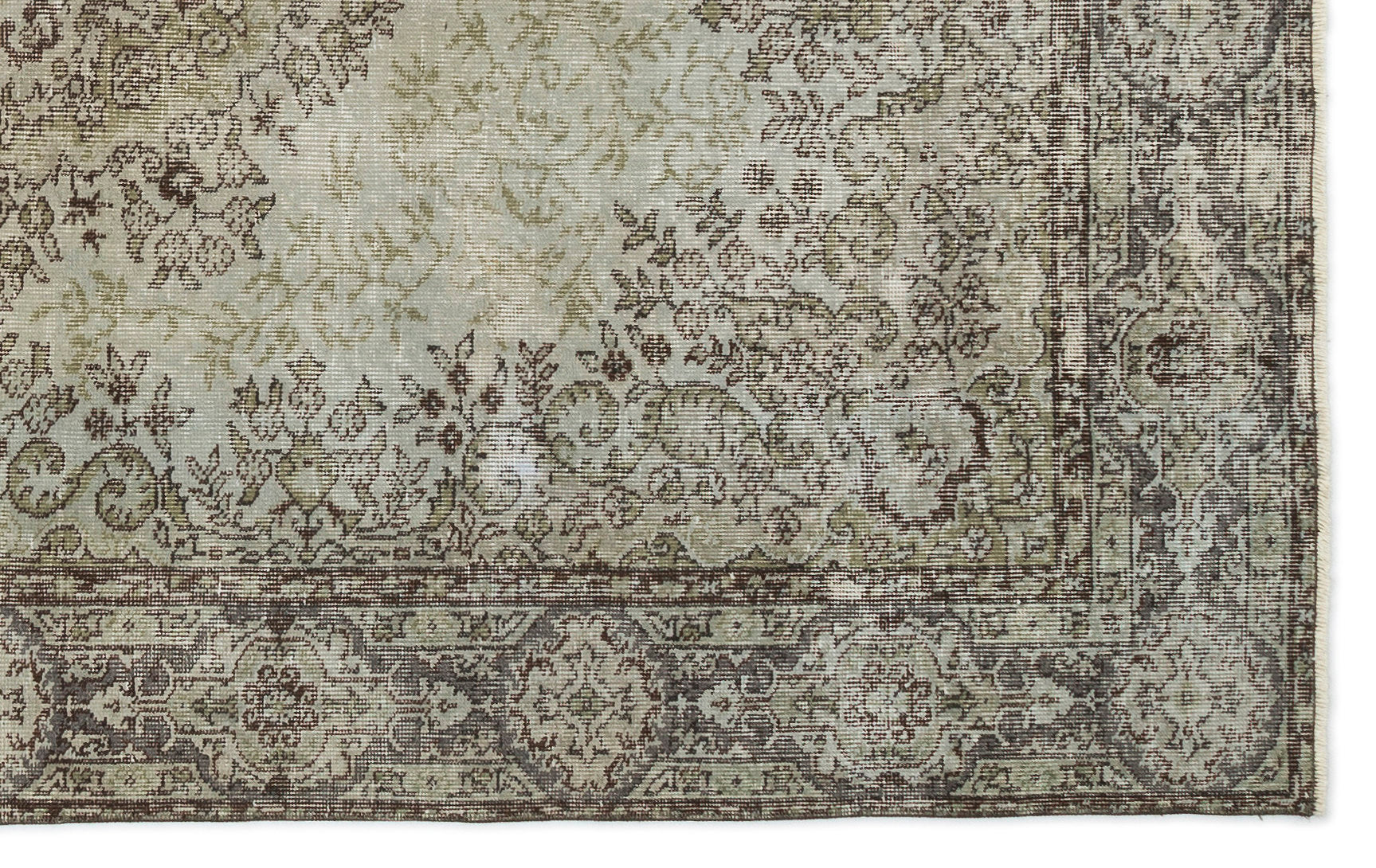 Green Over Dyed Vintage Rug 5'3'' x 8'4'' ft 161 x 253 cm