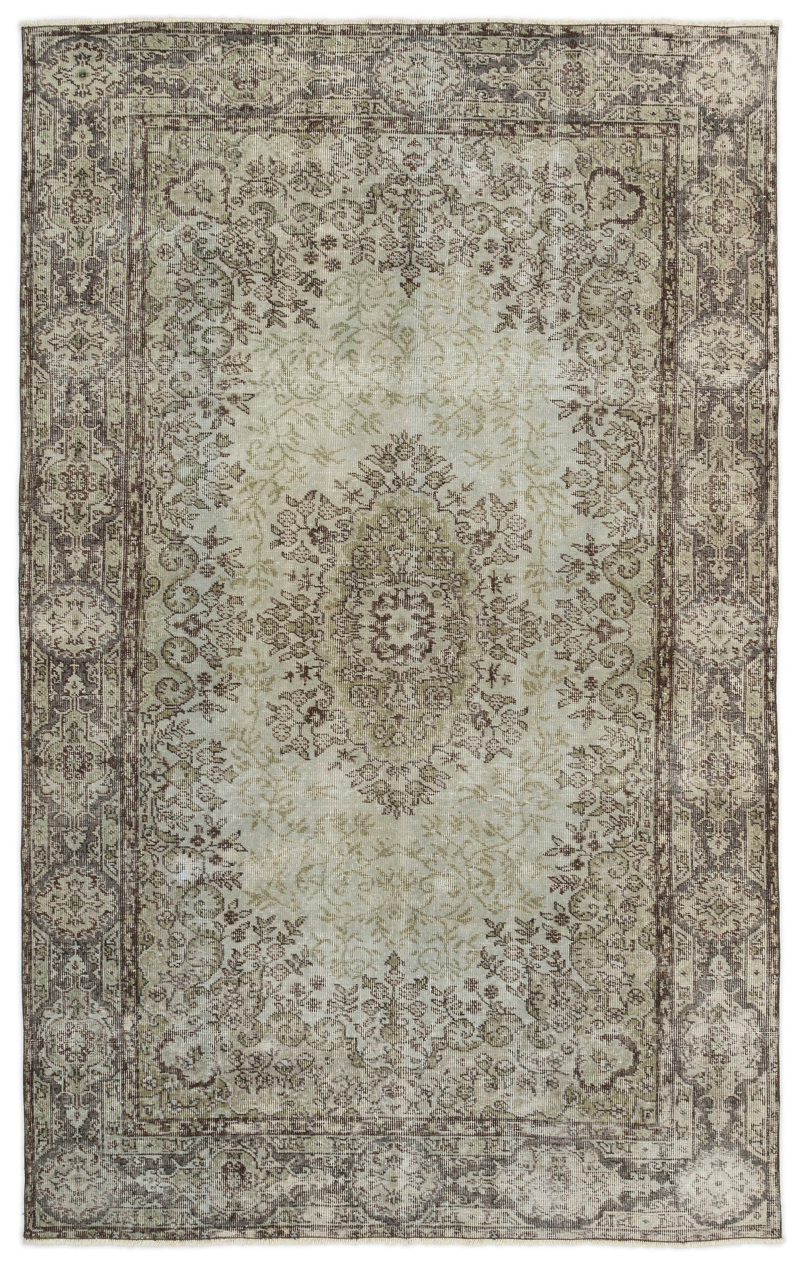 Green Over Dyed Vintage Rug 5'3'' x 8'4'' ft 161 x 253 cm