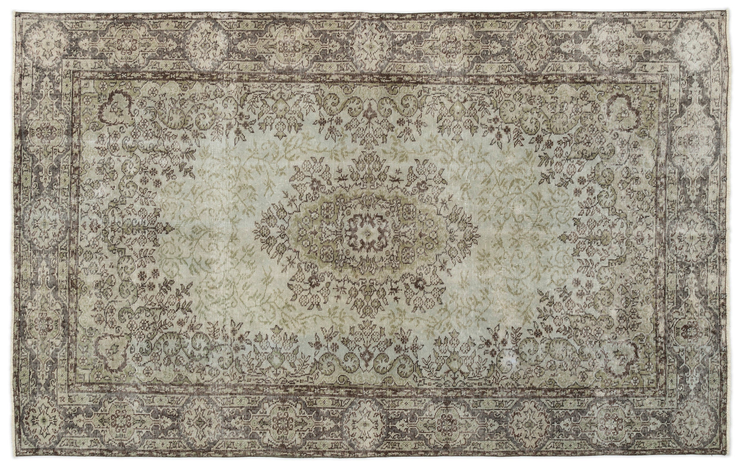 Green Over Dyed Vintage Rug 5'3'' x 8'4'' ft 161 x 253 cm