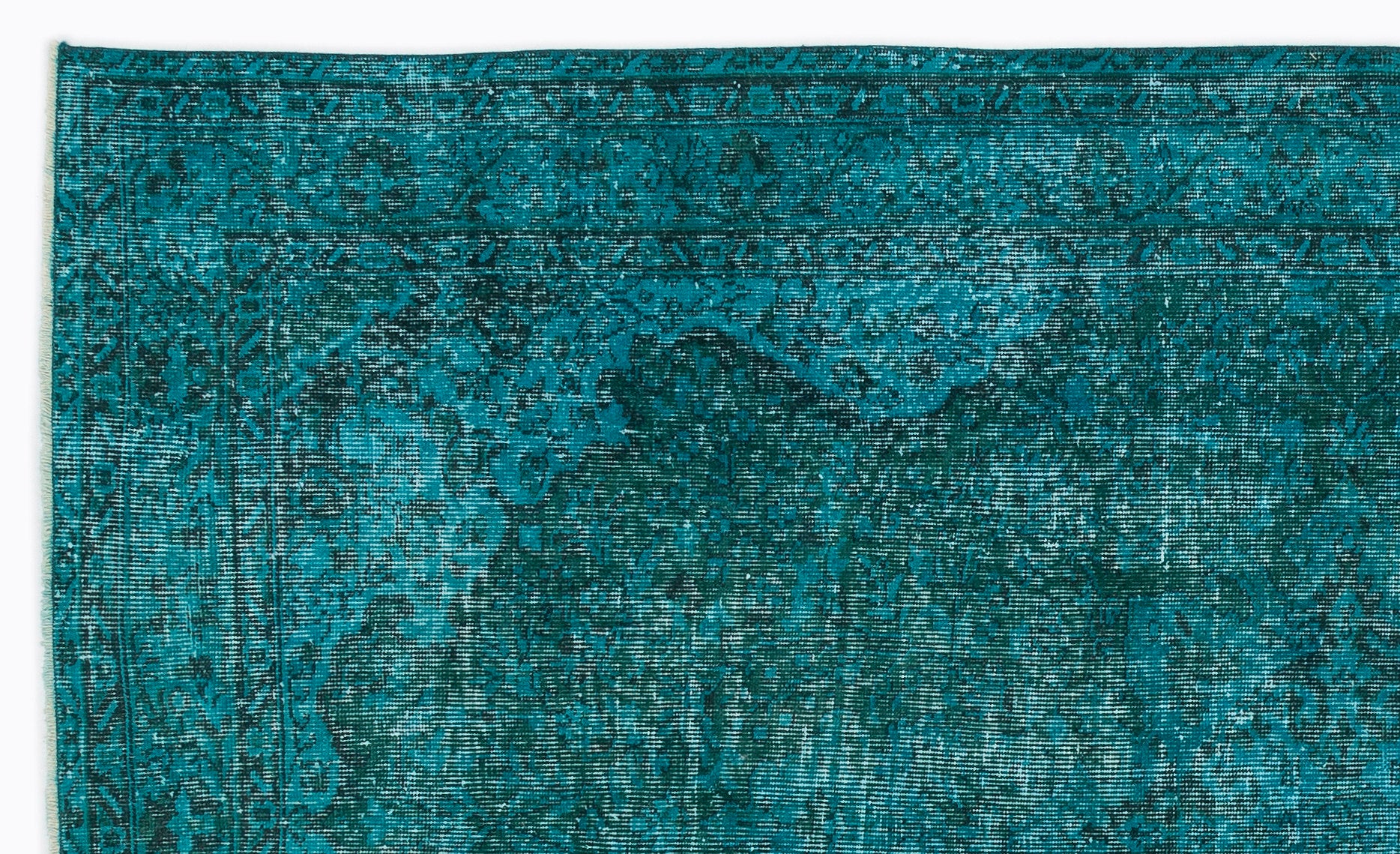 Turquoise  Over Dyed Vintage Rug 5'4'' x 8'11'' ft 162 x 271 cm