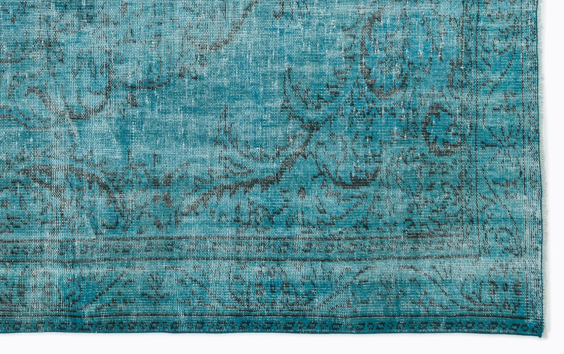 Turquoise  Over Dyed Vintage Rug 5'10'' x 9'6'' ft 178 x 290 cm