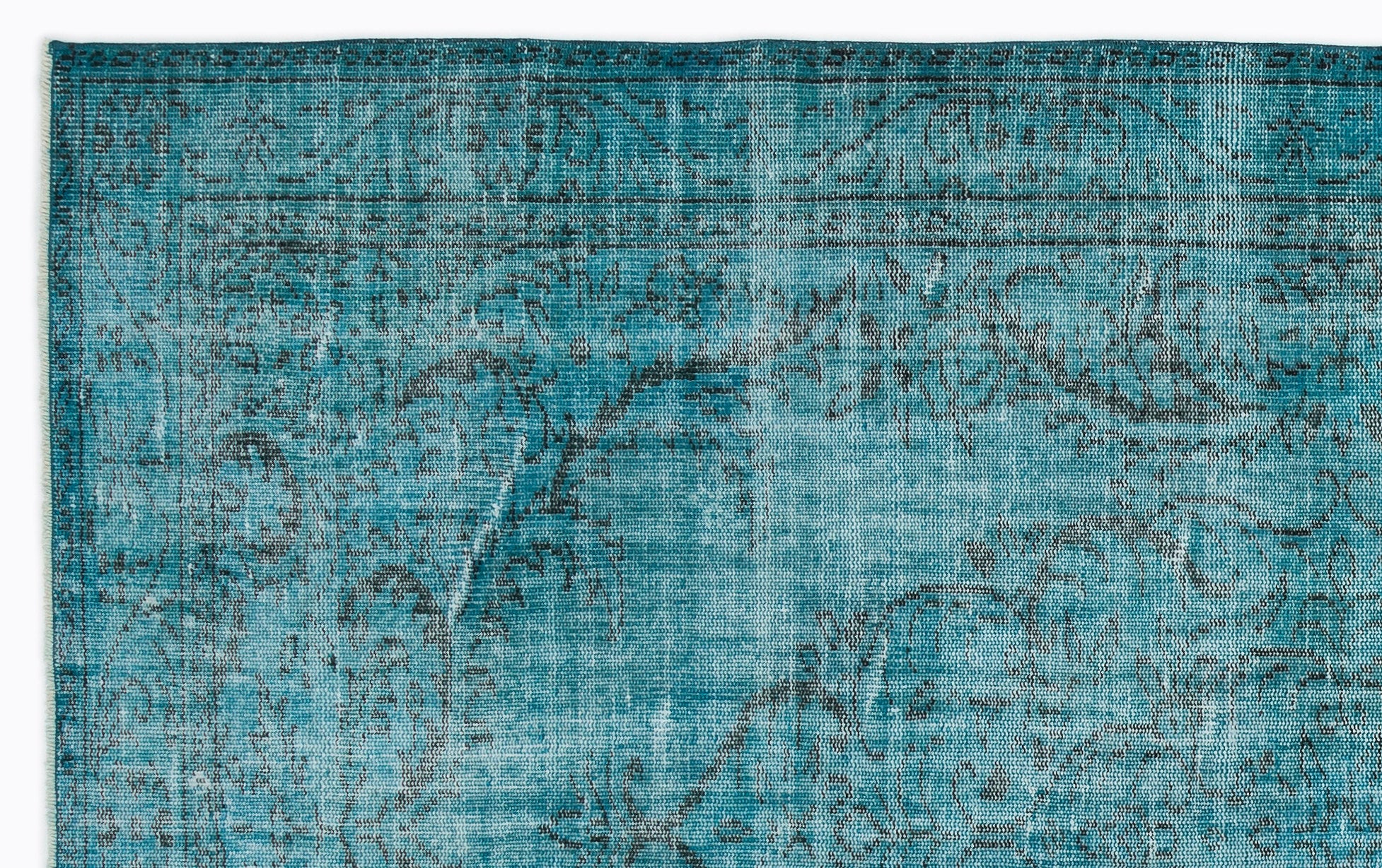 Turquoise  Over Dyed Vintage Rug 5'10'' x 9'6'' ft 178 x 290 cm