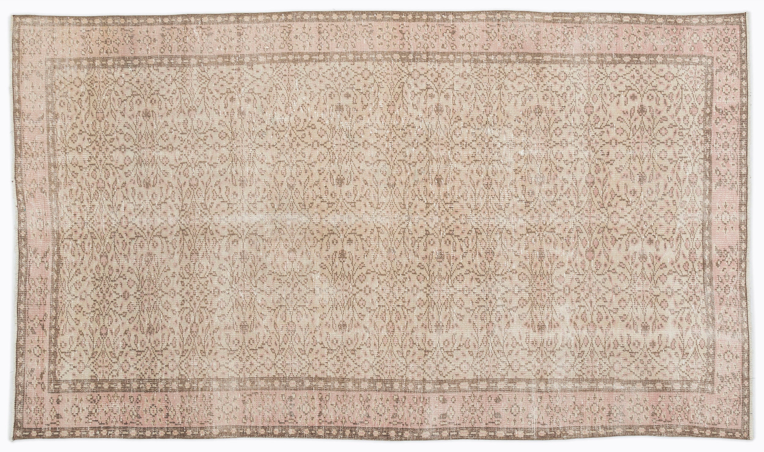 Beige Over Dyed Vintage Rug 5'3'' x 8'8'' ft 160 x 265 cm