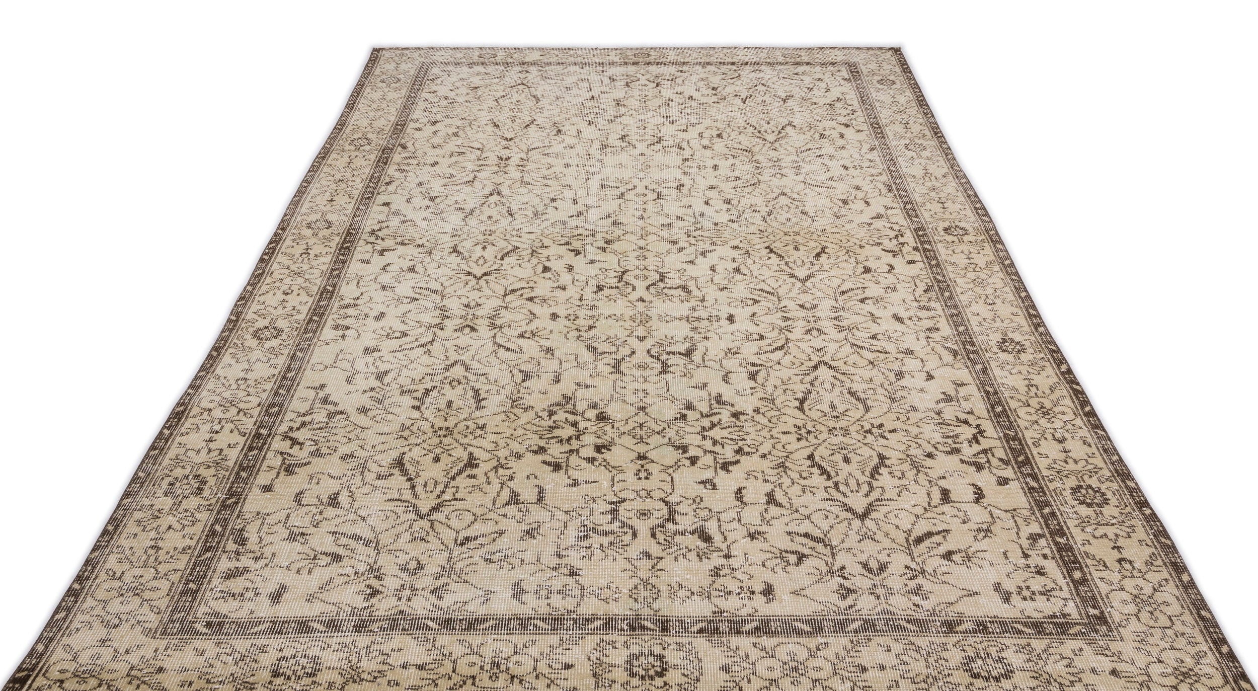 Beige Over Dyed Vintage Rug 6'1'' x 9'11'' ft 186 x 302 cm
