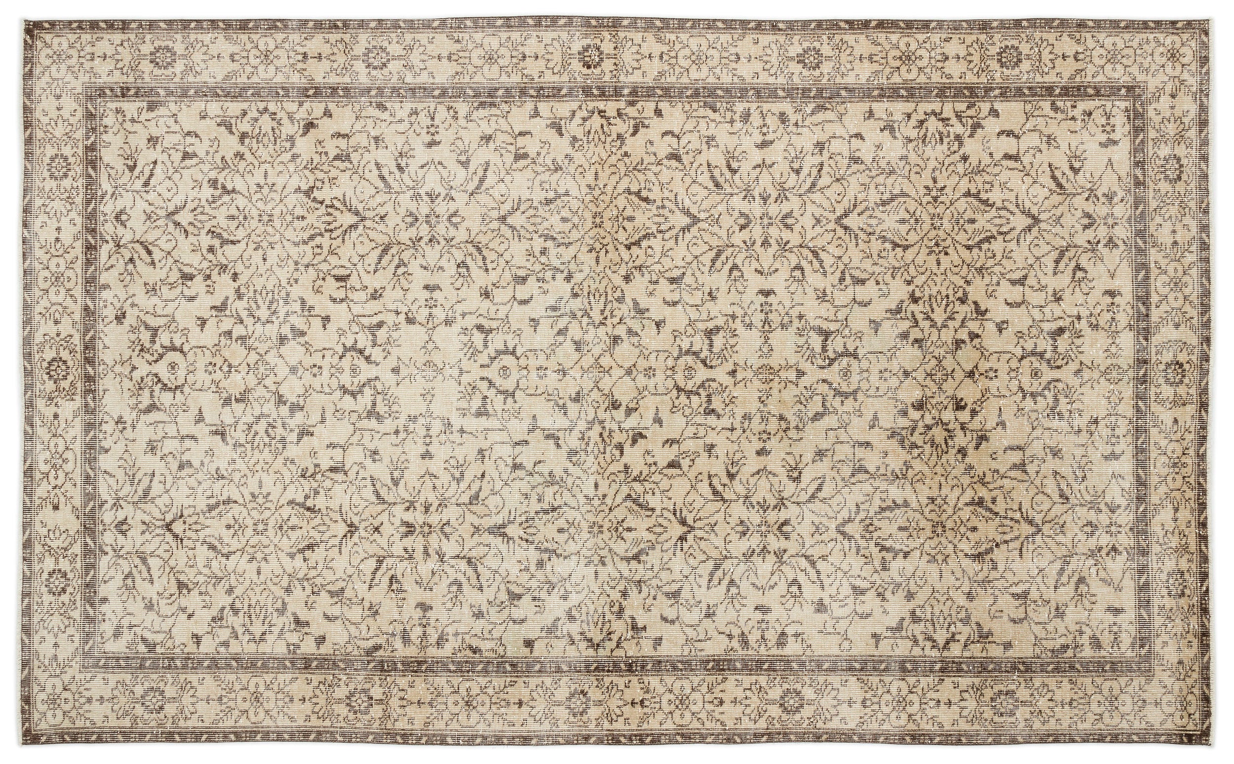 Beige Over Dyed Vintage Rug 6'1'' x 9'11'' ft 186 x 302 cm
