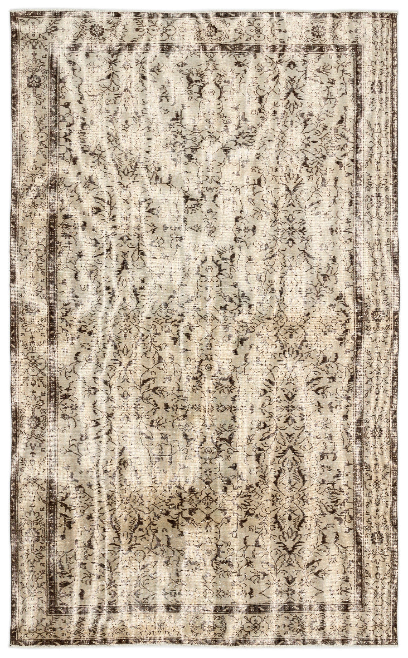 Beige Over Dyed Vintage Rug 6'1'' x 9'11'' ft 186 x 302 cm