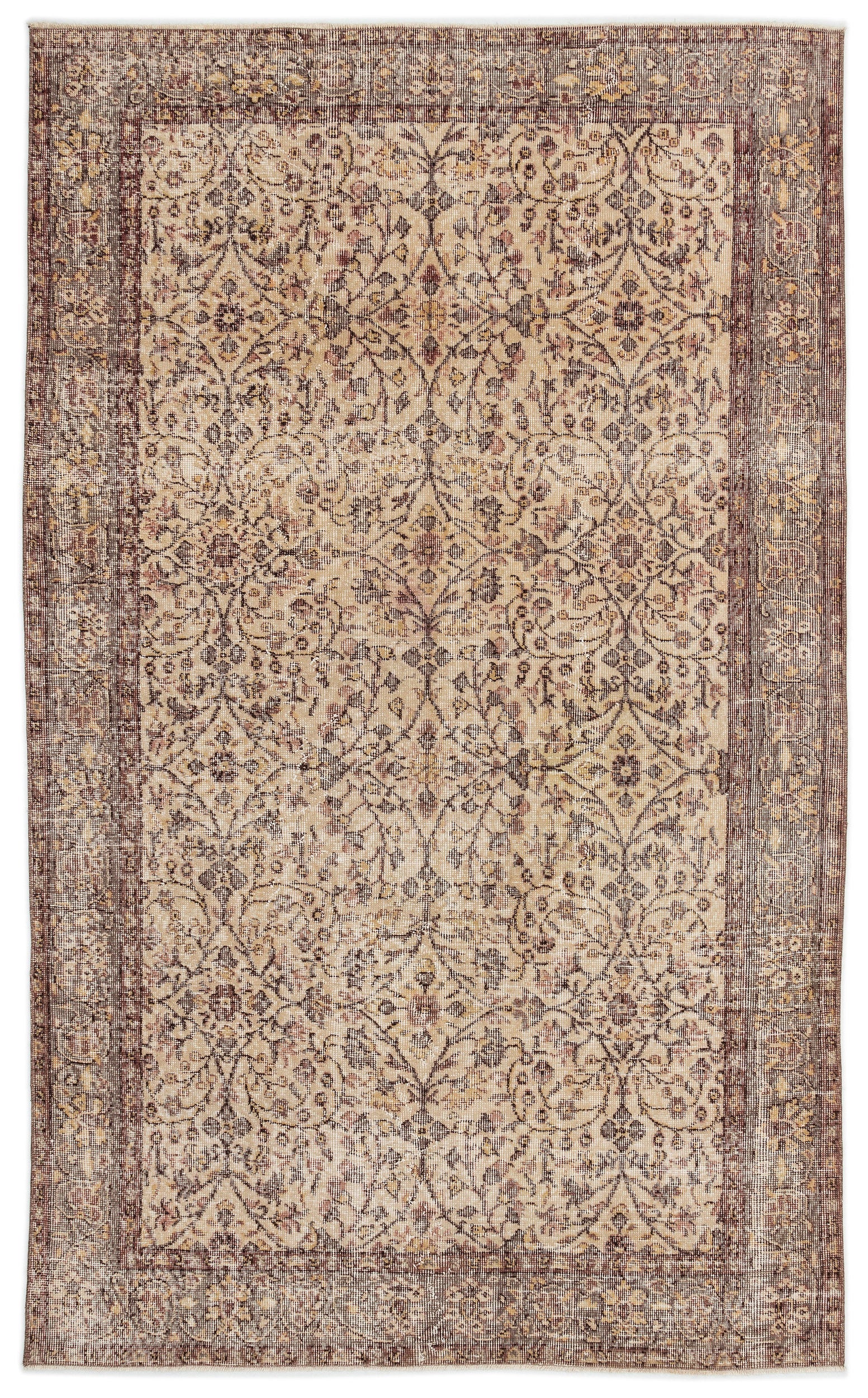 Beige Over Dyed Vintage Rug 5'1'' x 8'8'' ft 156 x 263 cm