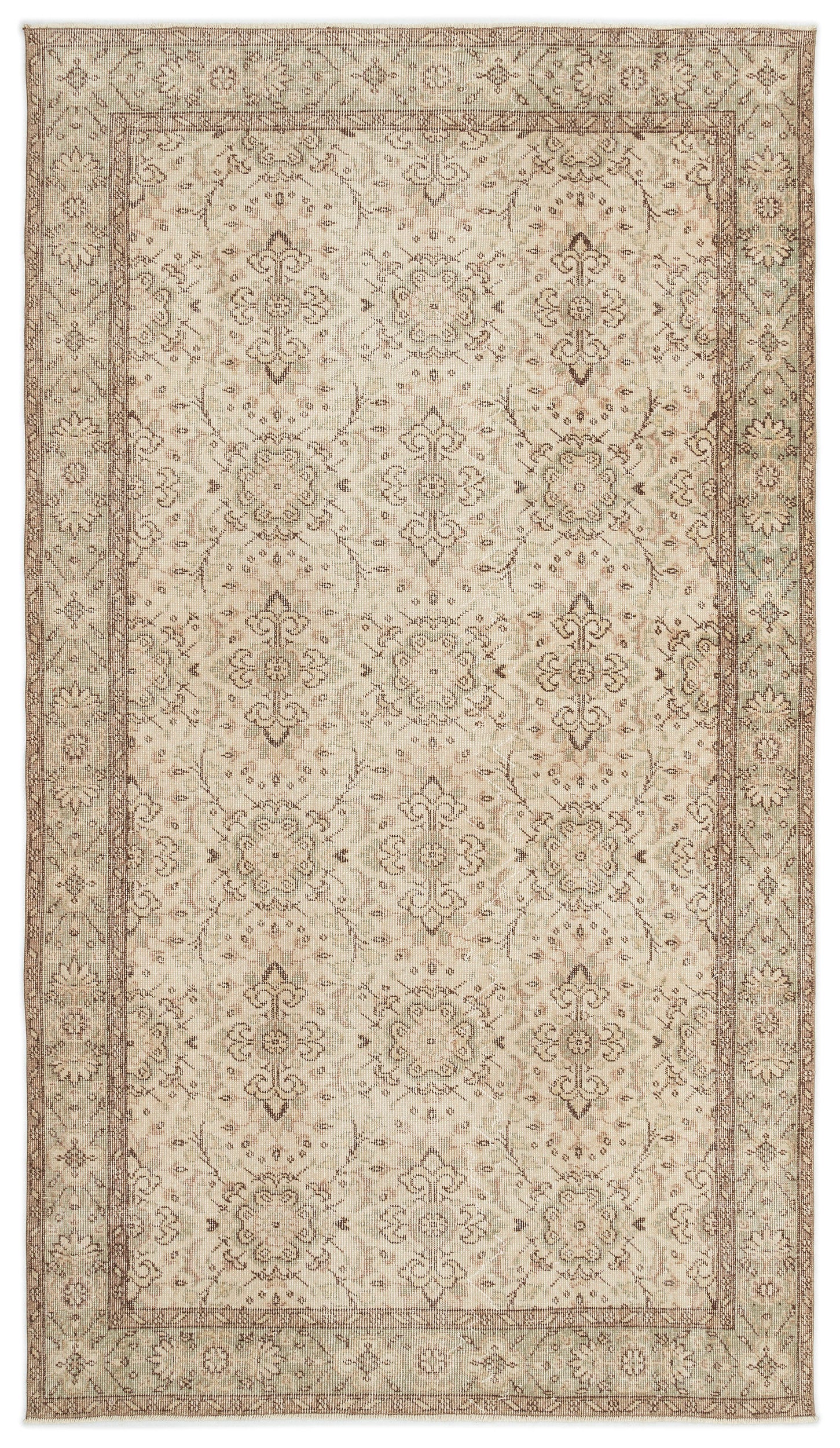 Beige Over Dyed Vintage Rug 4'12'' x 8'11'' ft 152 x 272 cm