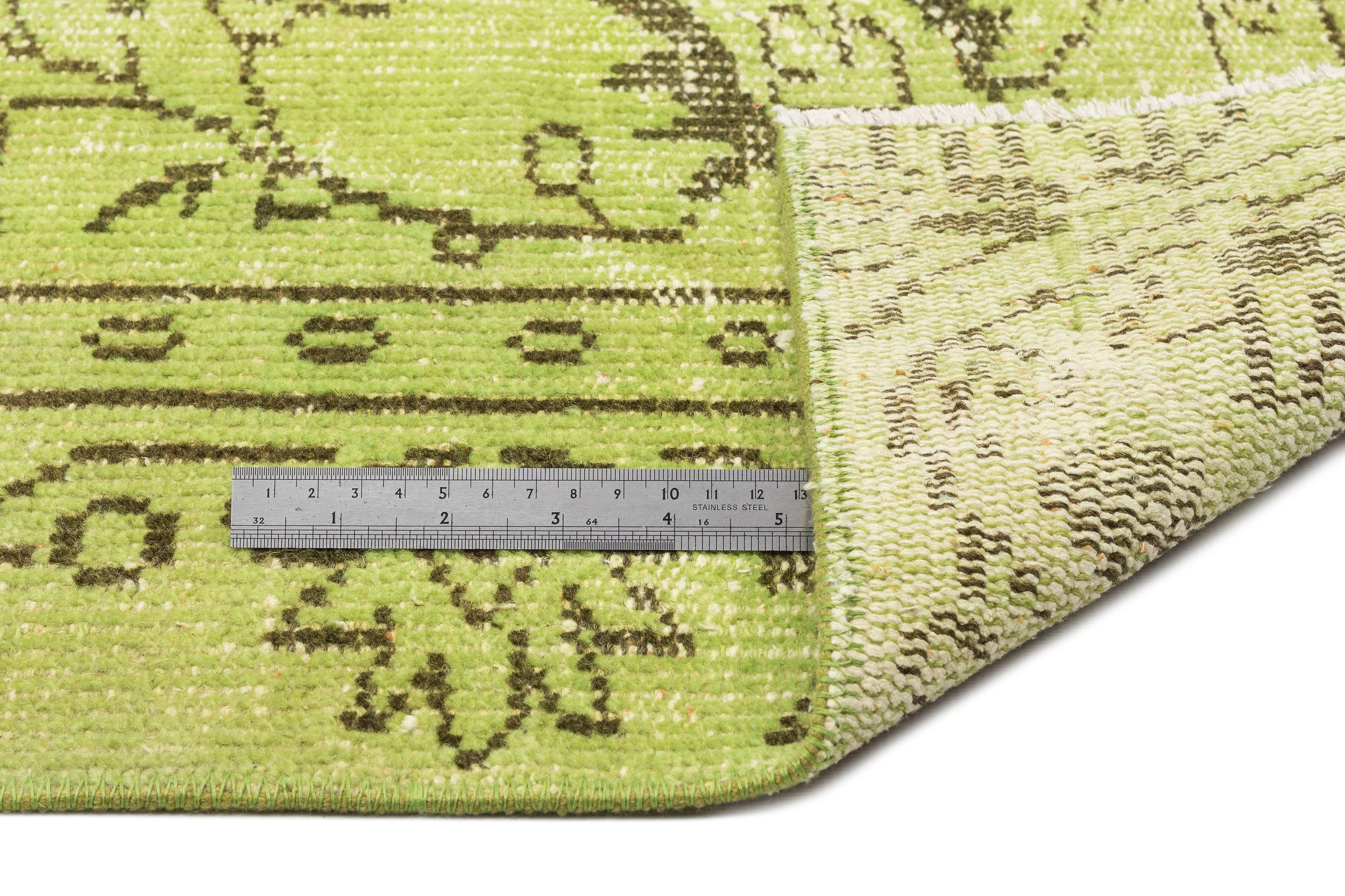 Green Over Dyed Vintage Rug 4'10'' x 8'11'' ft 148 x 271 cm