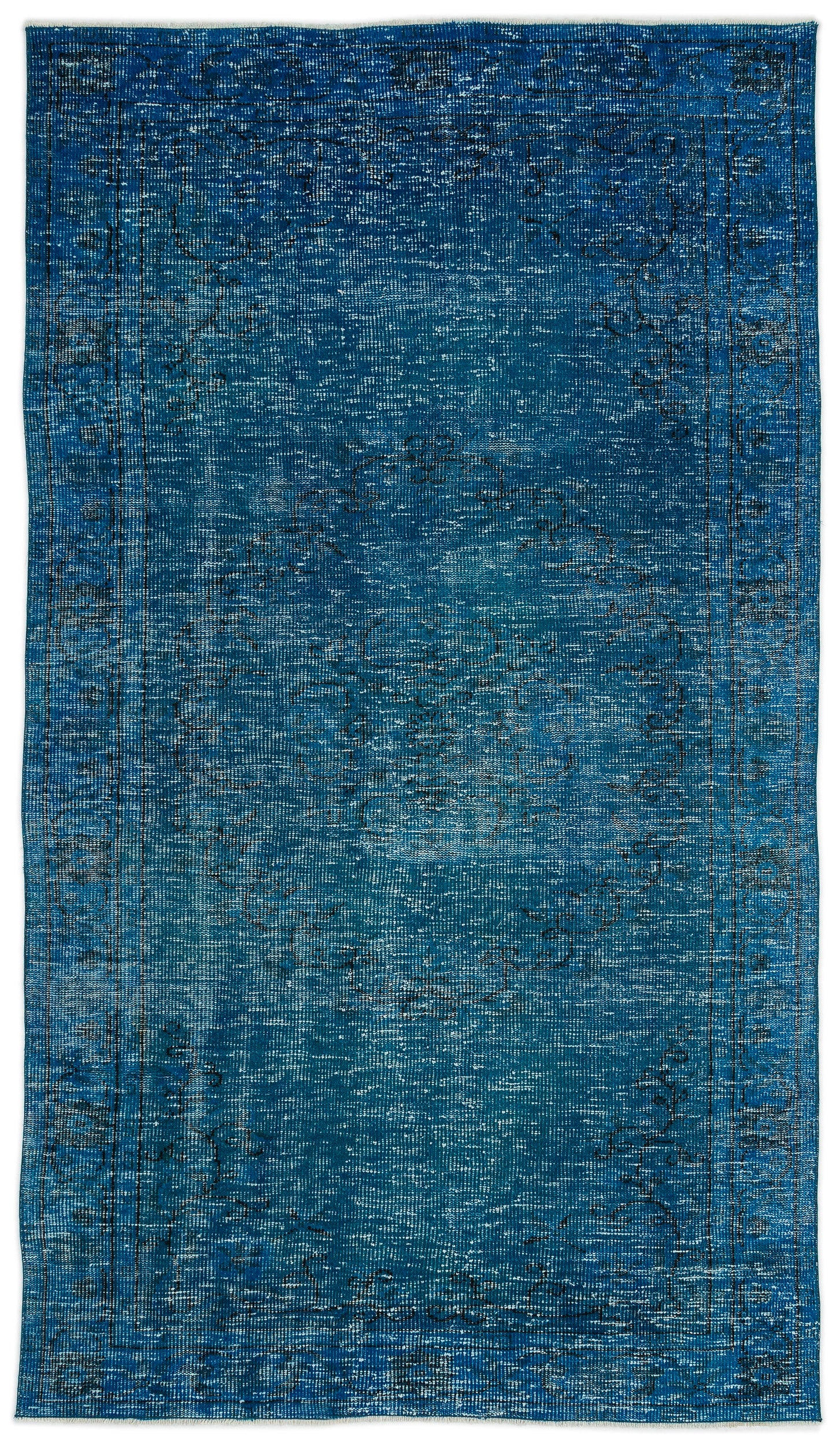Turquoise  Over Dyed Vintage Rug 5'1'' x 8'10'' ft 154 x 268 cm