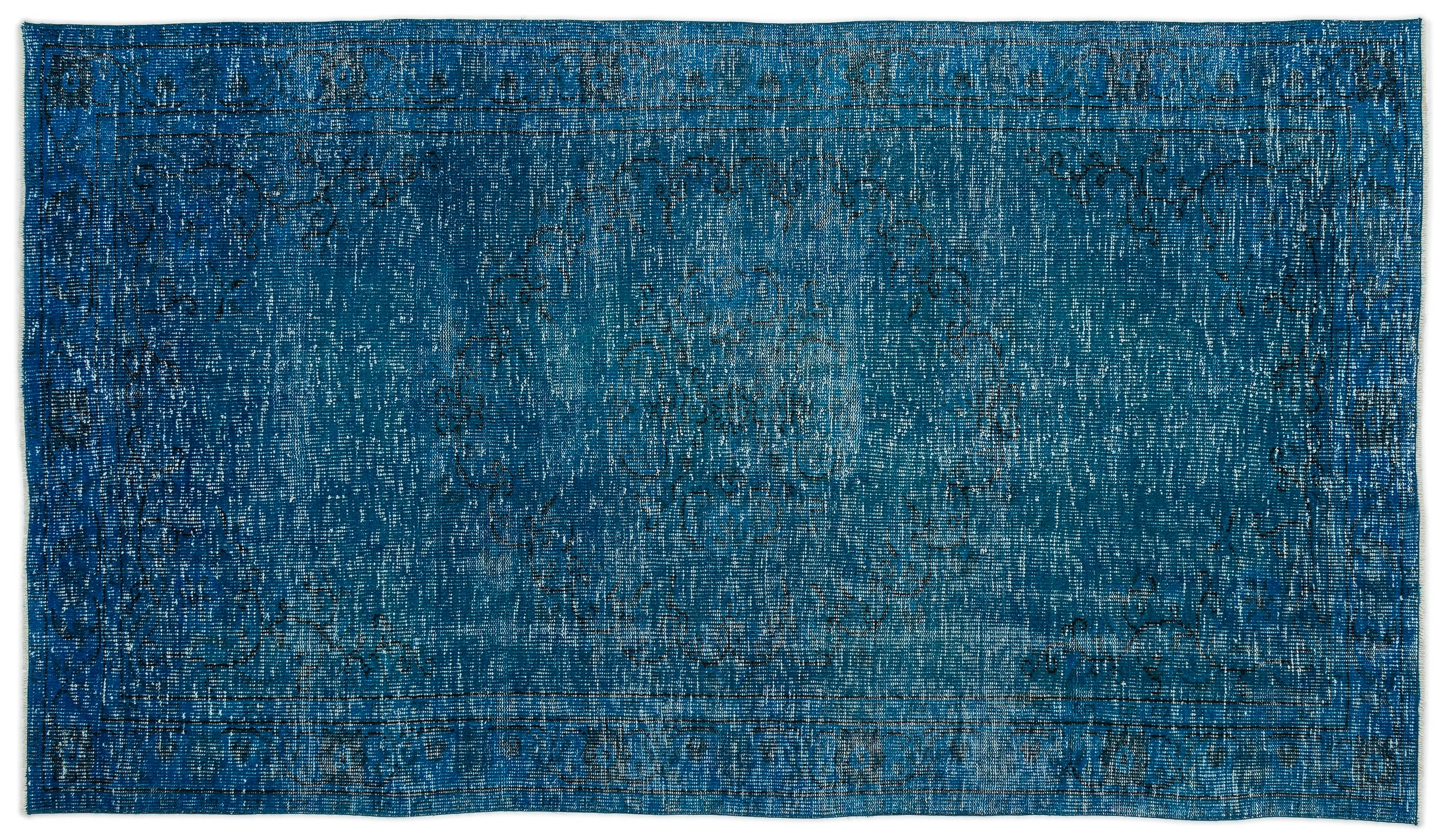 Turquoise  Over Dyed Vintage Rug 5'1'' x 8'10'' ft 154 x 268 cm