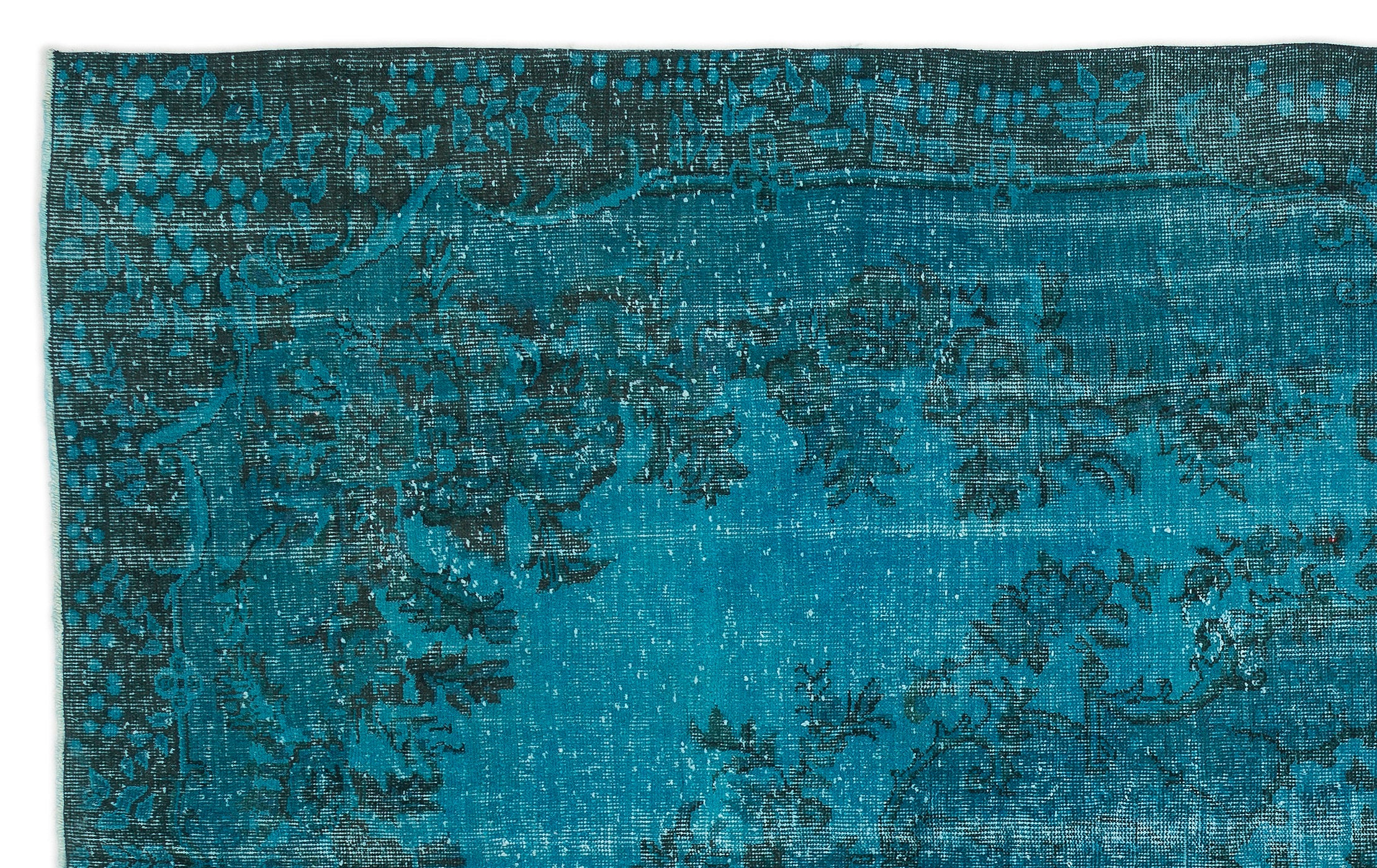 Turquoise  Over Dyed Vintage Rug 6'6'' x 10'9'' ft 199 x 328 cm