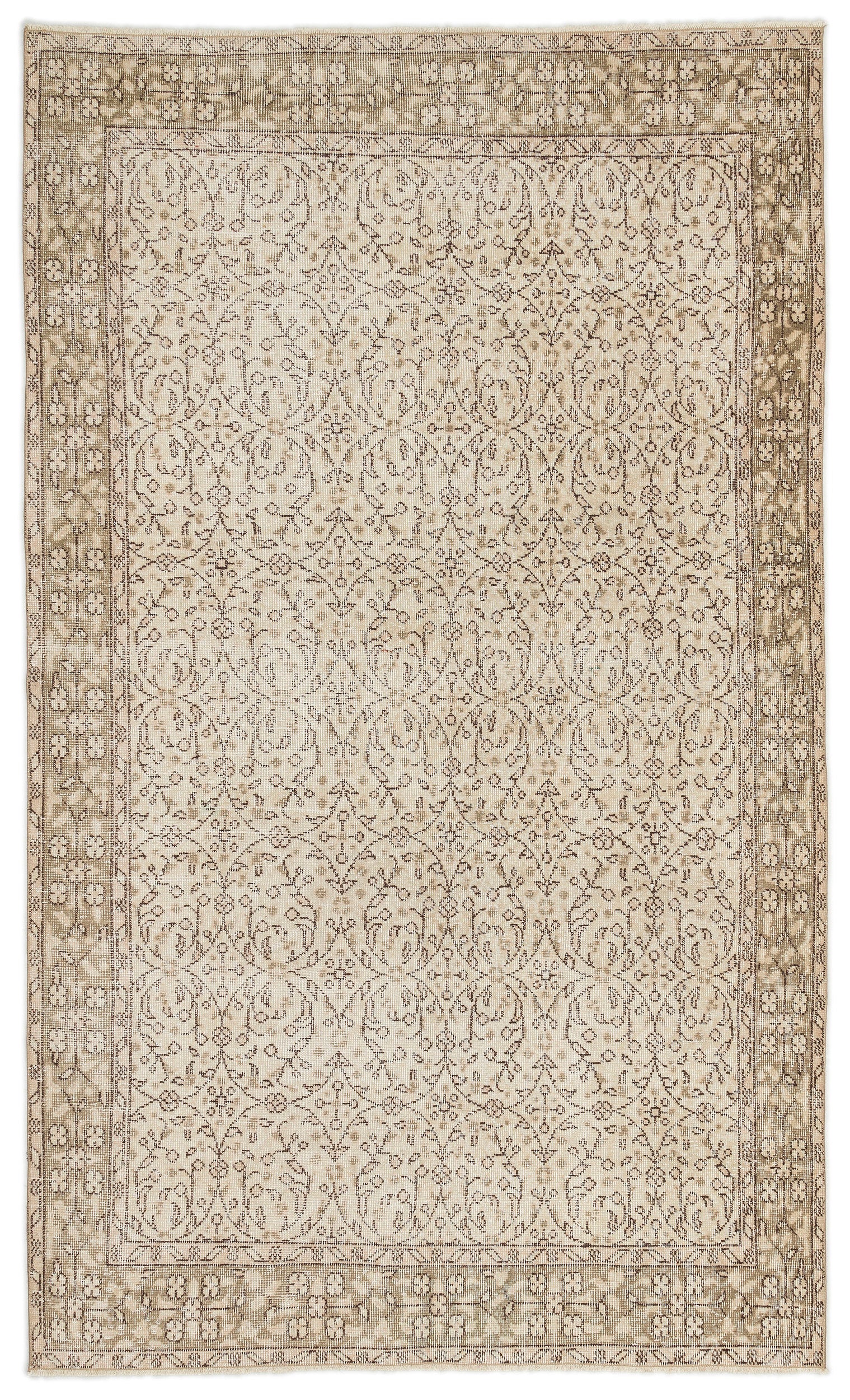 Beige Over Dyed Vintage Rug 5'2'' x 8'7'' ft 157 x 262 cm