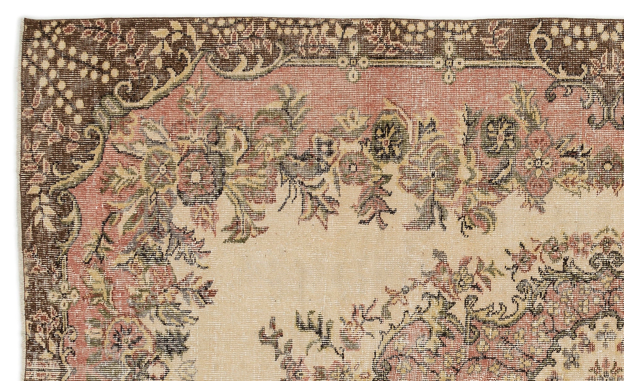 Beige Over Dyed Vintage Rug 5'9'' x 9'7'' ft 175 x 291 cm