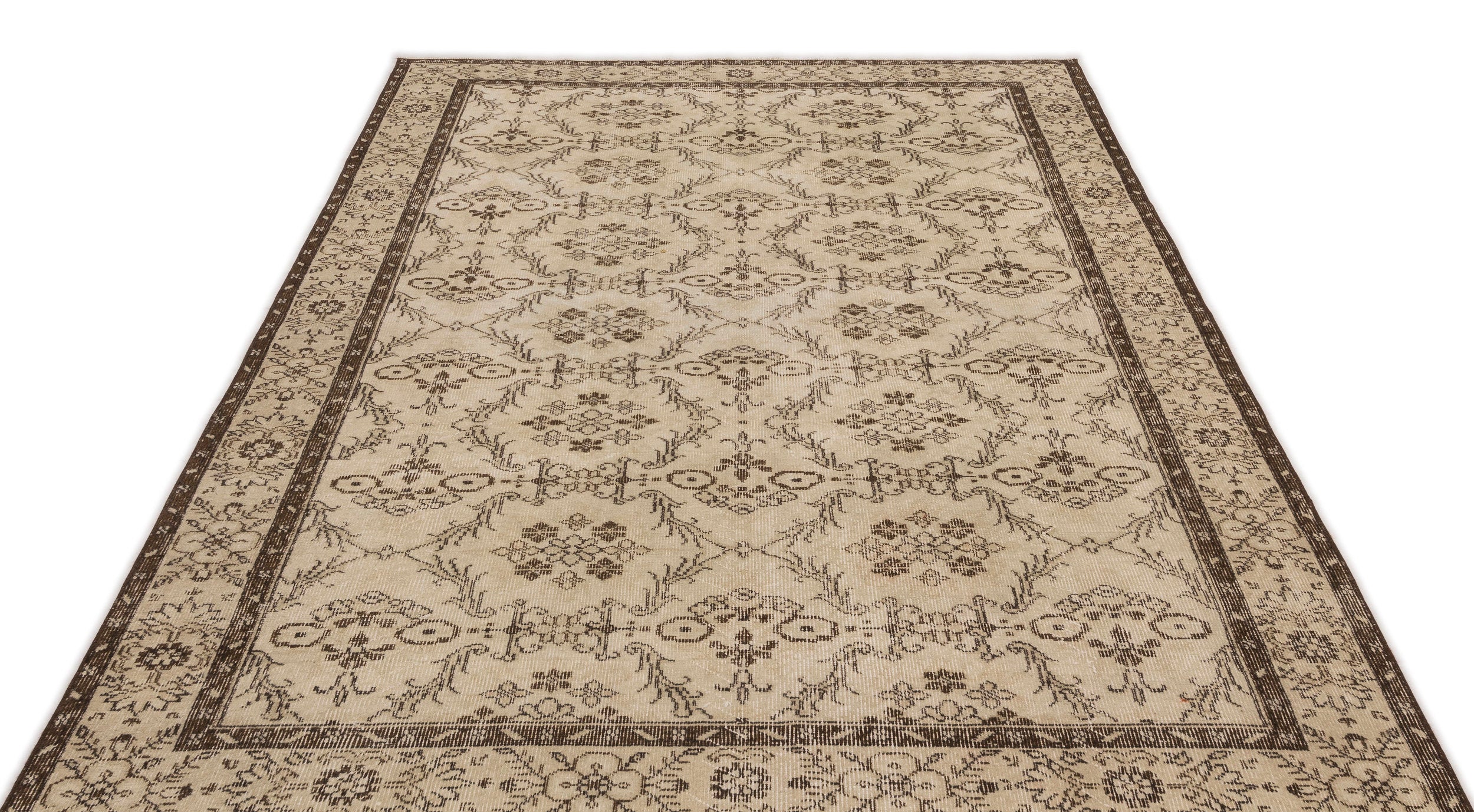 Beige Over Dyed Vintage Rug 5'5'' x 8'10'' ft 165 x 268 cm