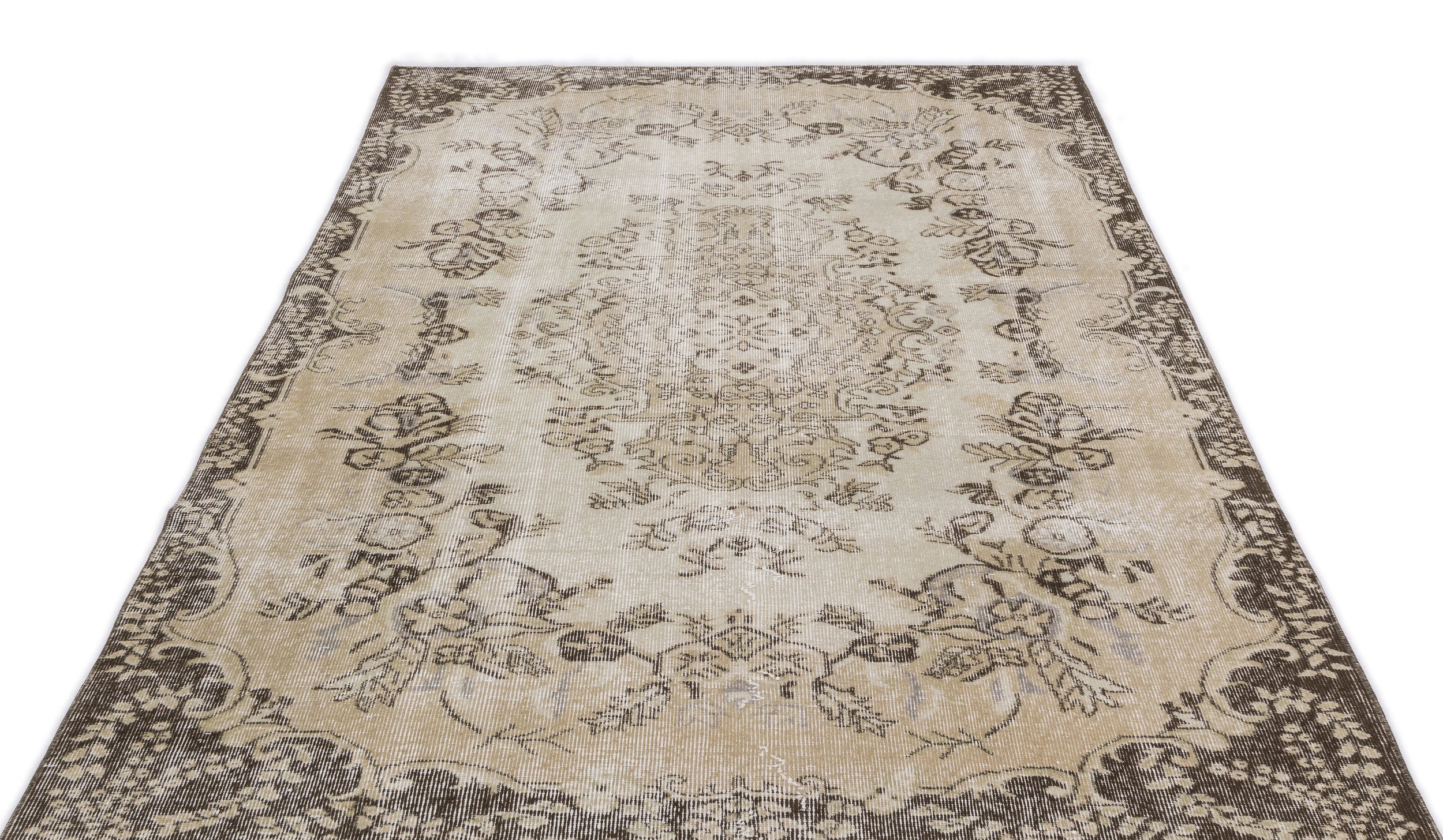 Beige Over Dyed Vintage Rug 5'5'' x 8'9'' ft 165 x 266 cm
