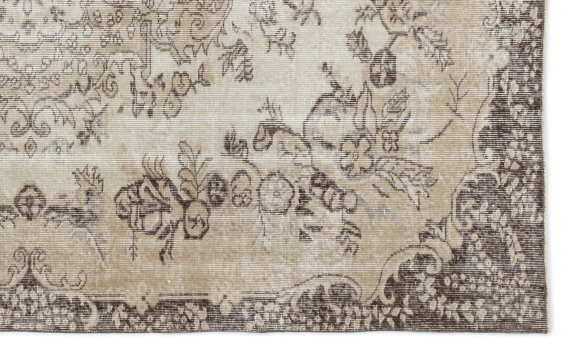 Beige Over Dyed Vintage Rug 5'5'' x 8'9'' ft 165 x 266 cm